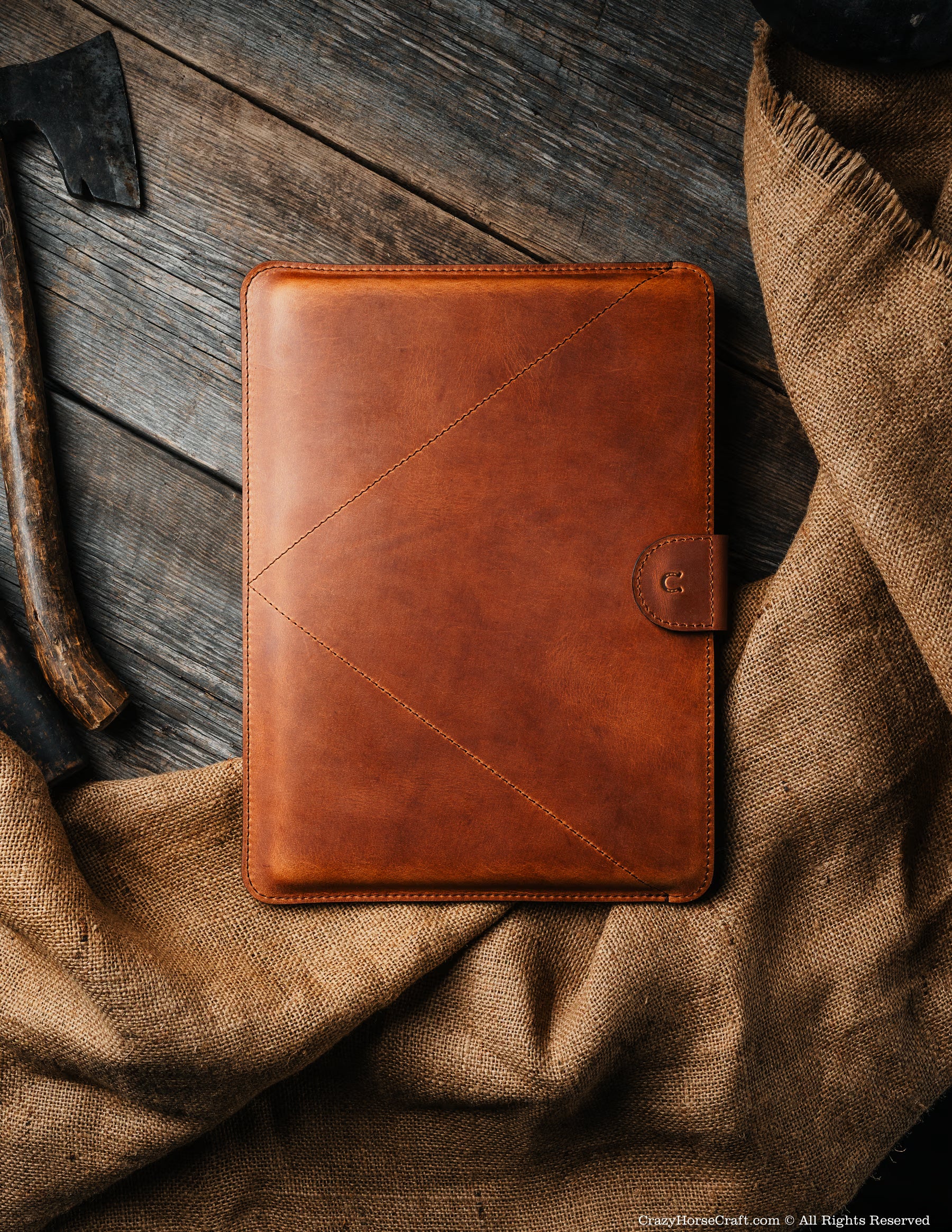 Personalized Leather MacBook Sleeve — Italian Vegetable-Tanned Leather