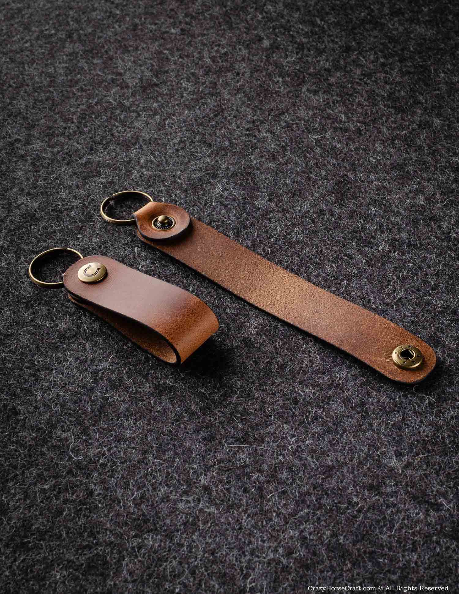 Set Of 3 Veg-Tanned Leather Key Fobs