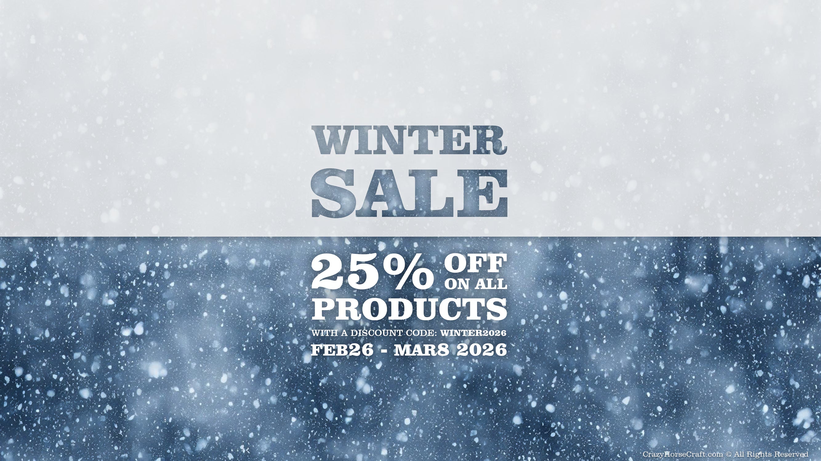 Winter sale with a discount code Winter2026