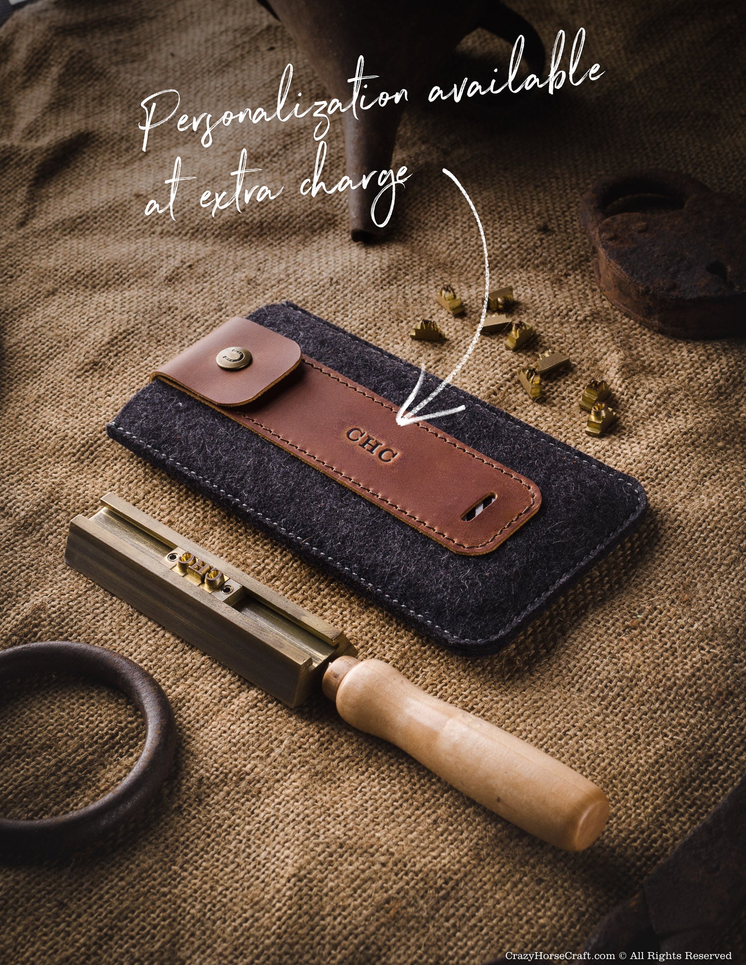 Wool Felt Phone Sleeve / Case | Classic Brown