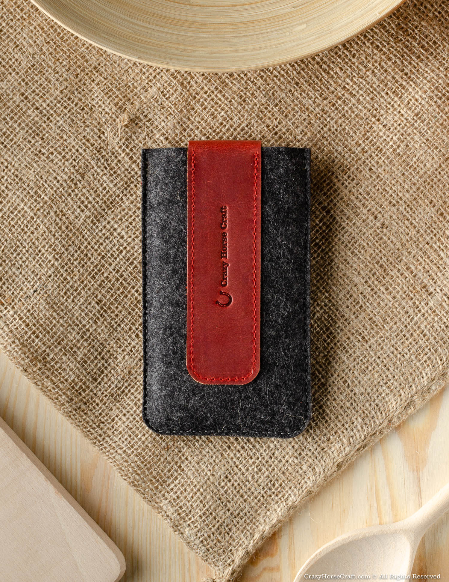 Wool Felt Phone Sleeve / Case | Fragola Red