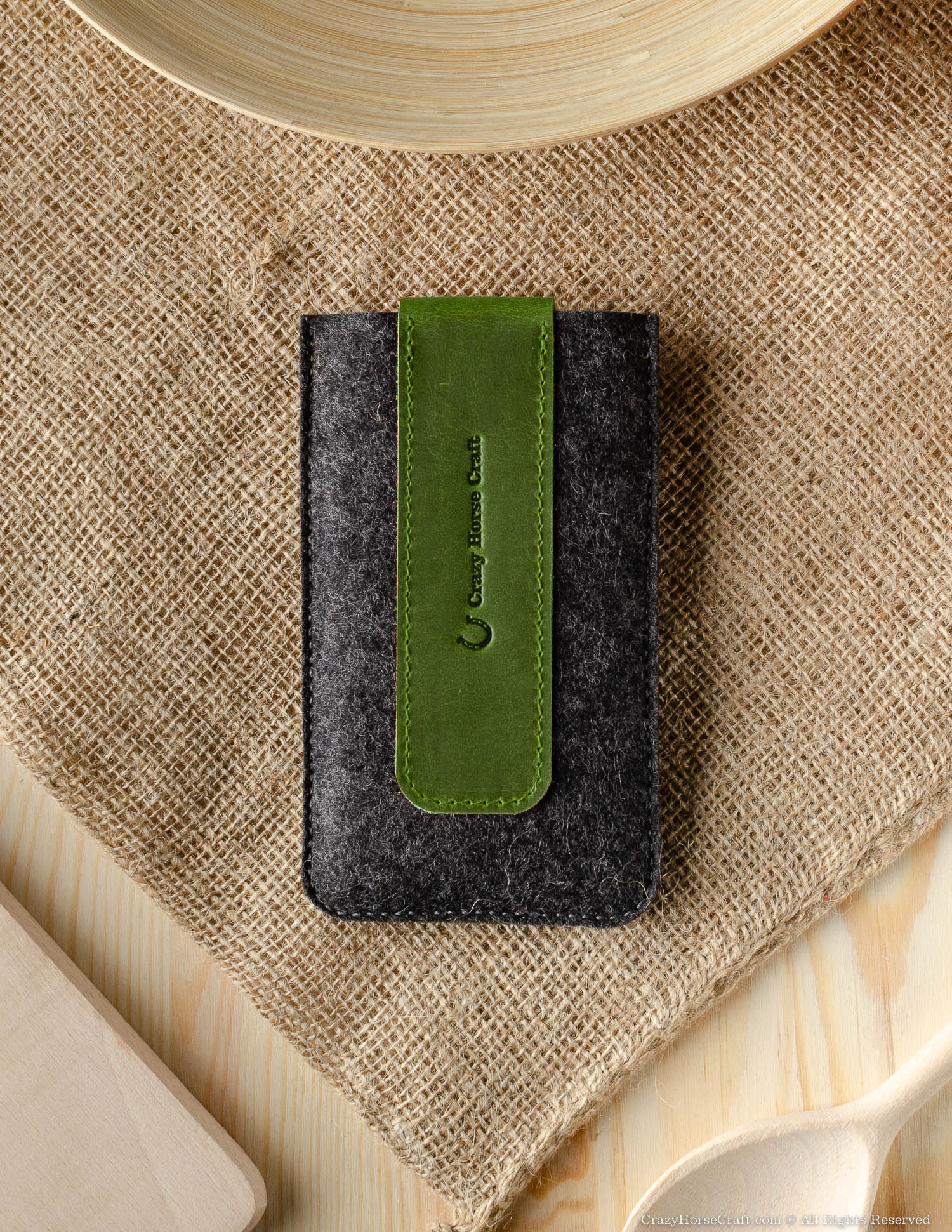 Wool Felt Phone Sleeve / Case | Alpine Green