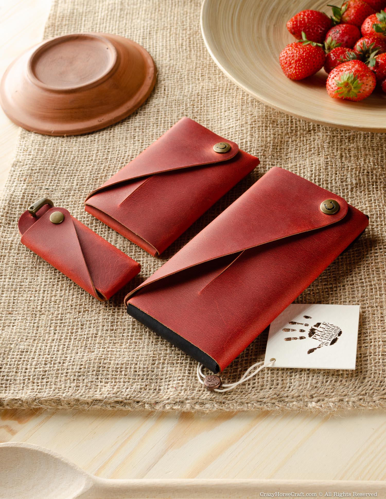 Strawberry pattern leather Card Slot Phone Case for iPhone 14 13