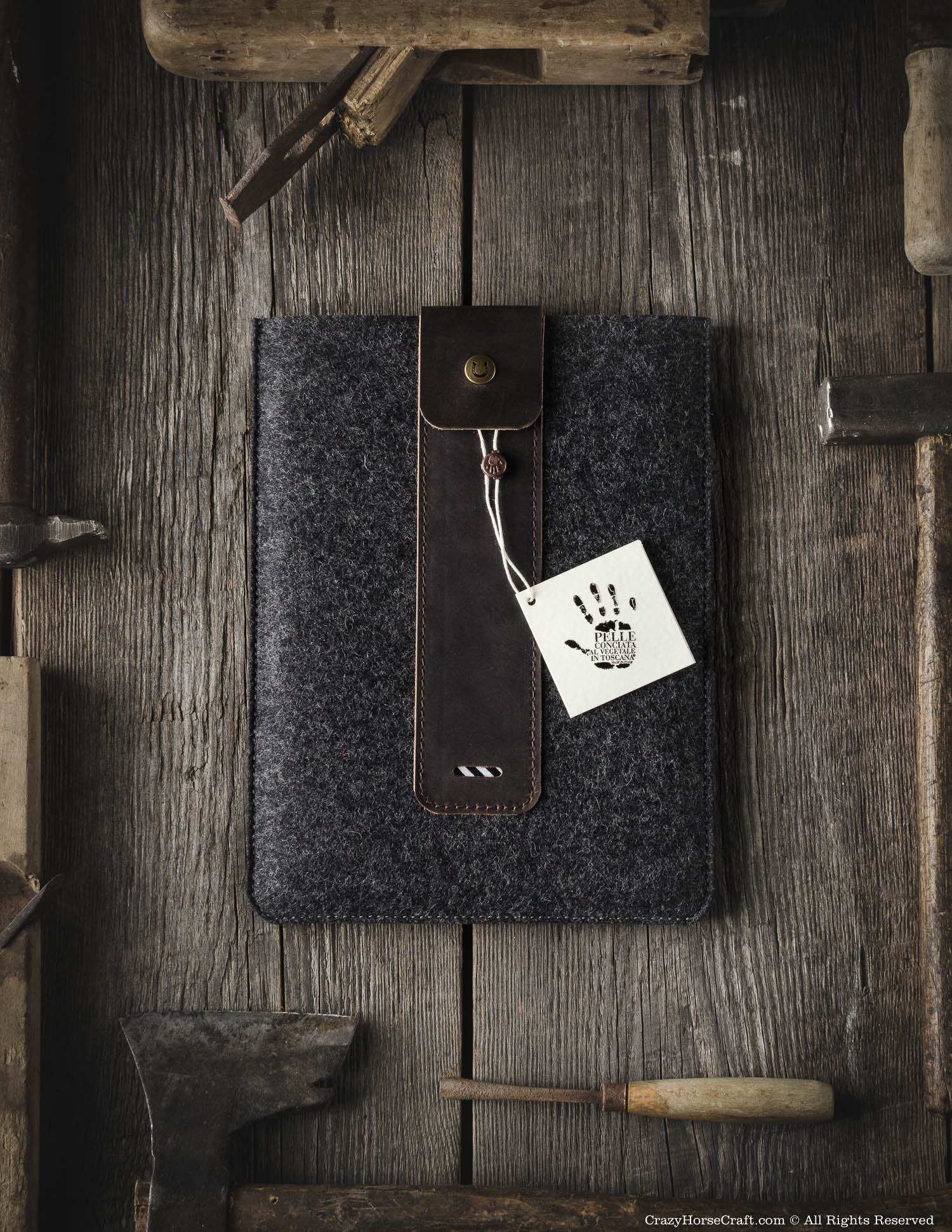 Wool Felt iPad Sleeve | Wood Brown