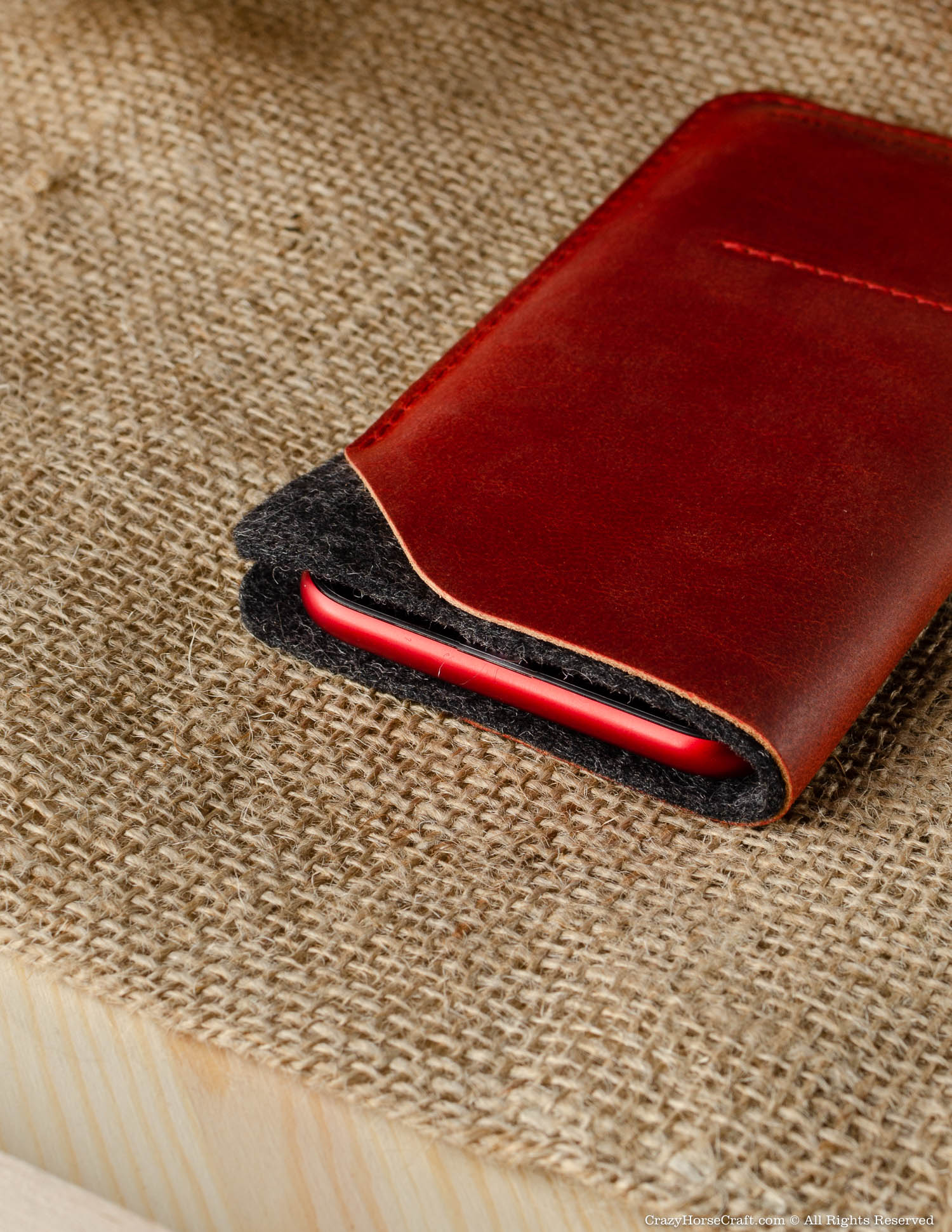 Leather Phone Case / Wallet with Card Pockets | Fragola Red