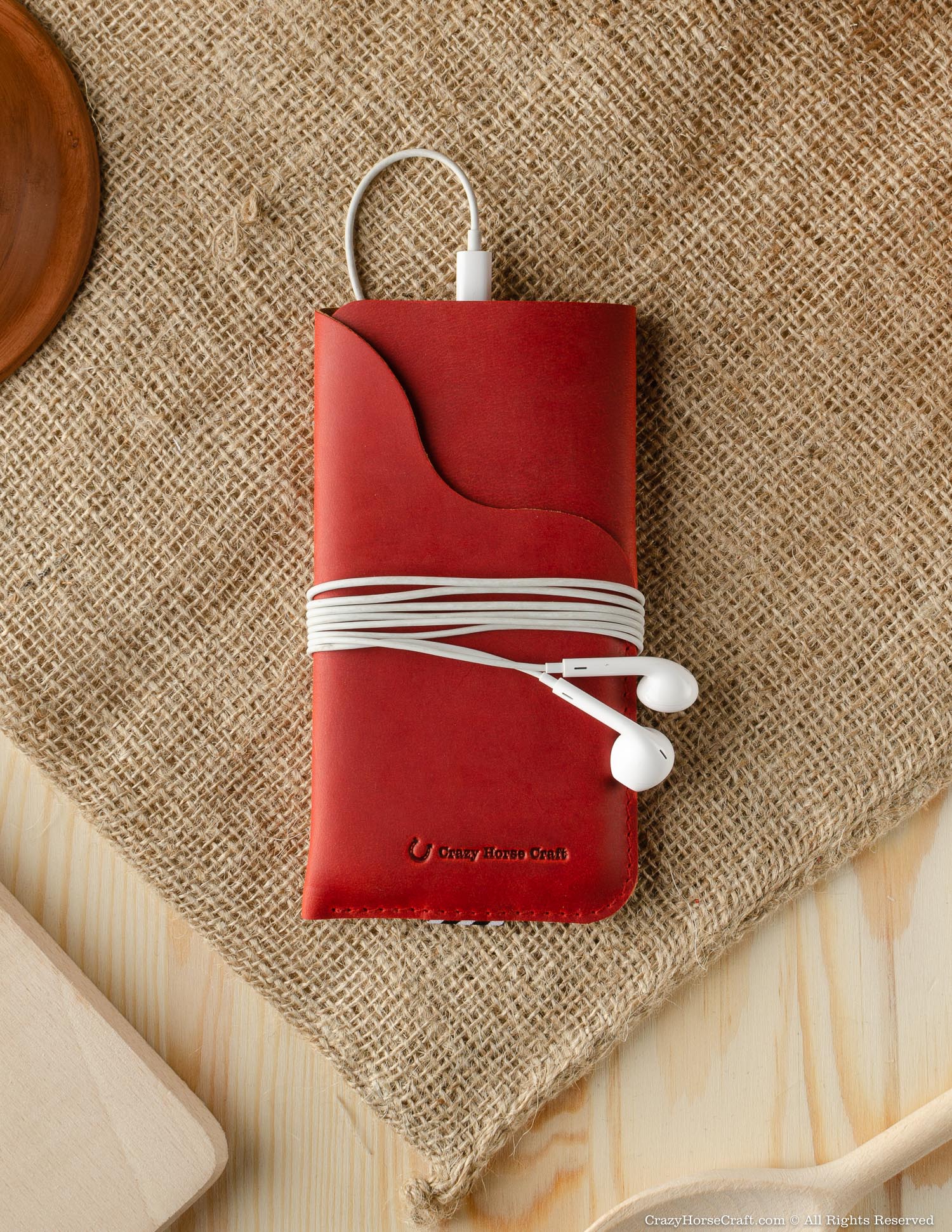 Leather Phone Case/Wallet with Card Pocket | Fragola Red