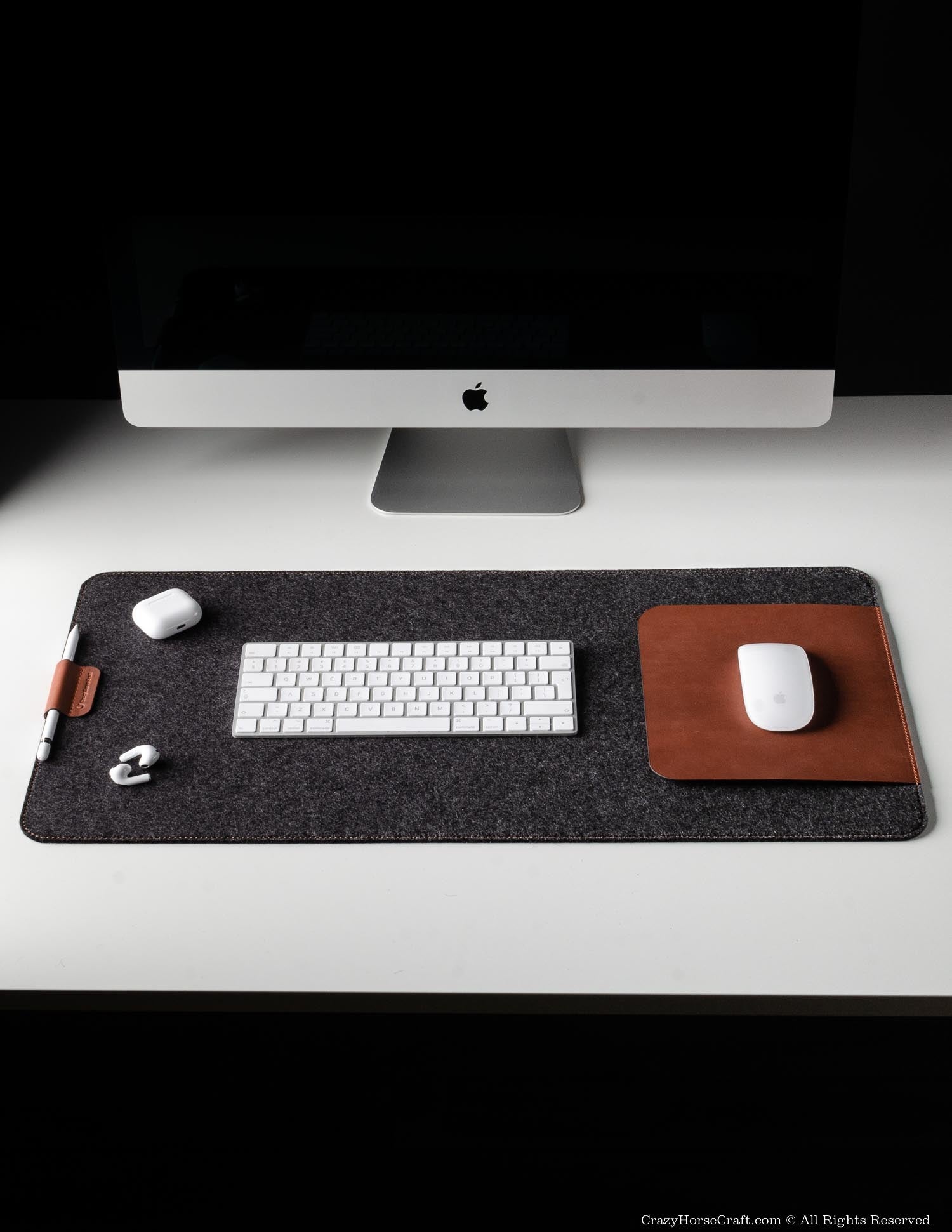 100% Wool Felt and Veg-Tanned Leather Desk Mat