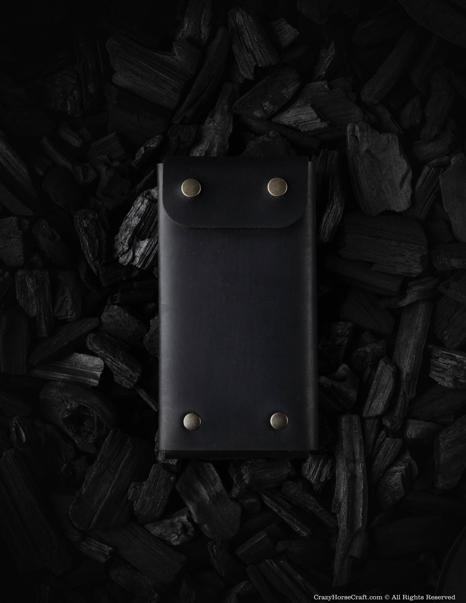 Minimalist Leather Wallet / Phone Case | Carbon Black