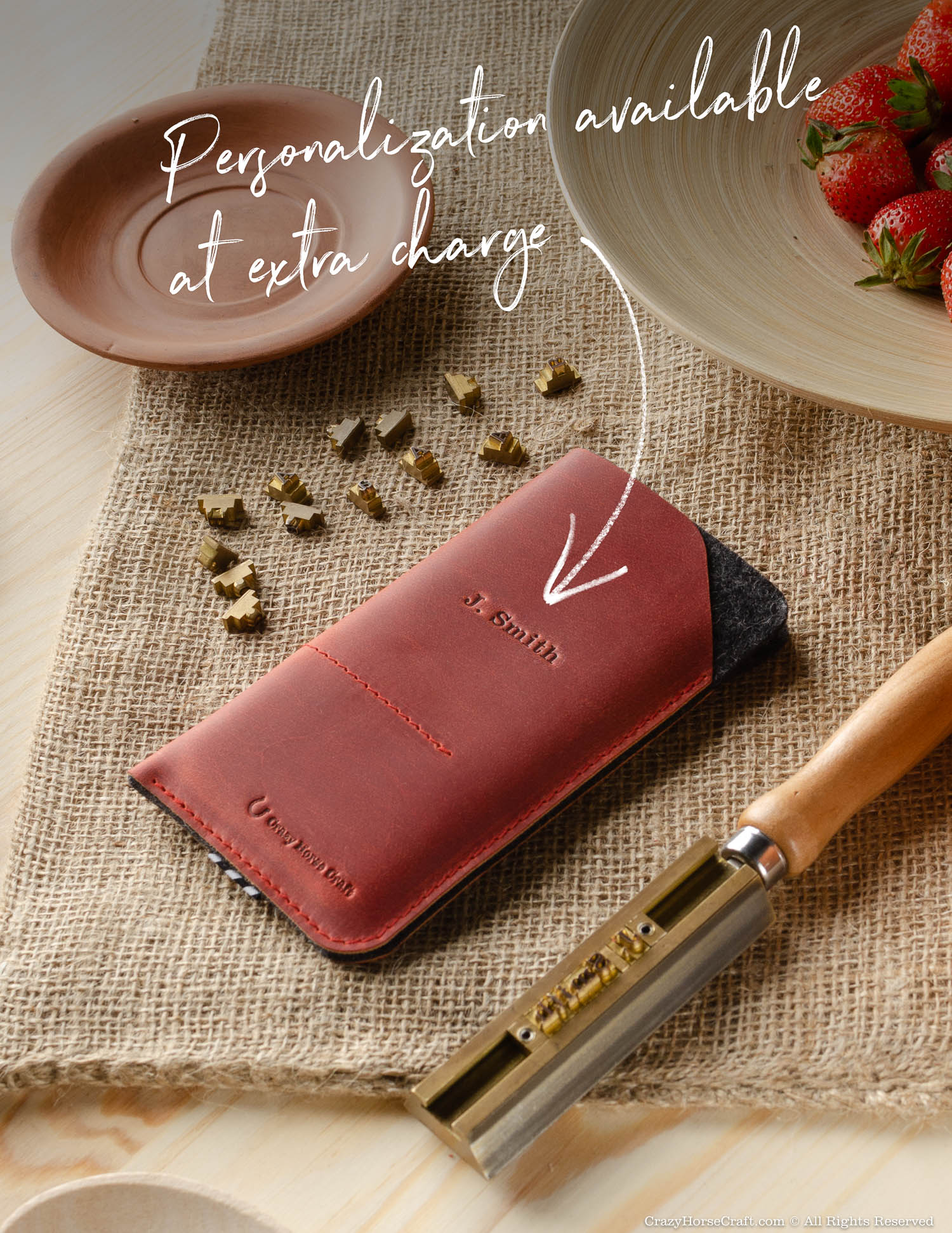 Leather Phone Case / Wallet with Card Pockets | Fragola Red