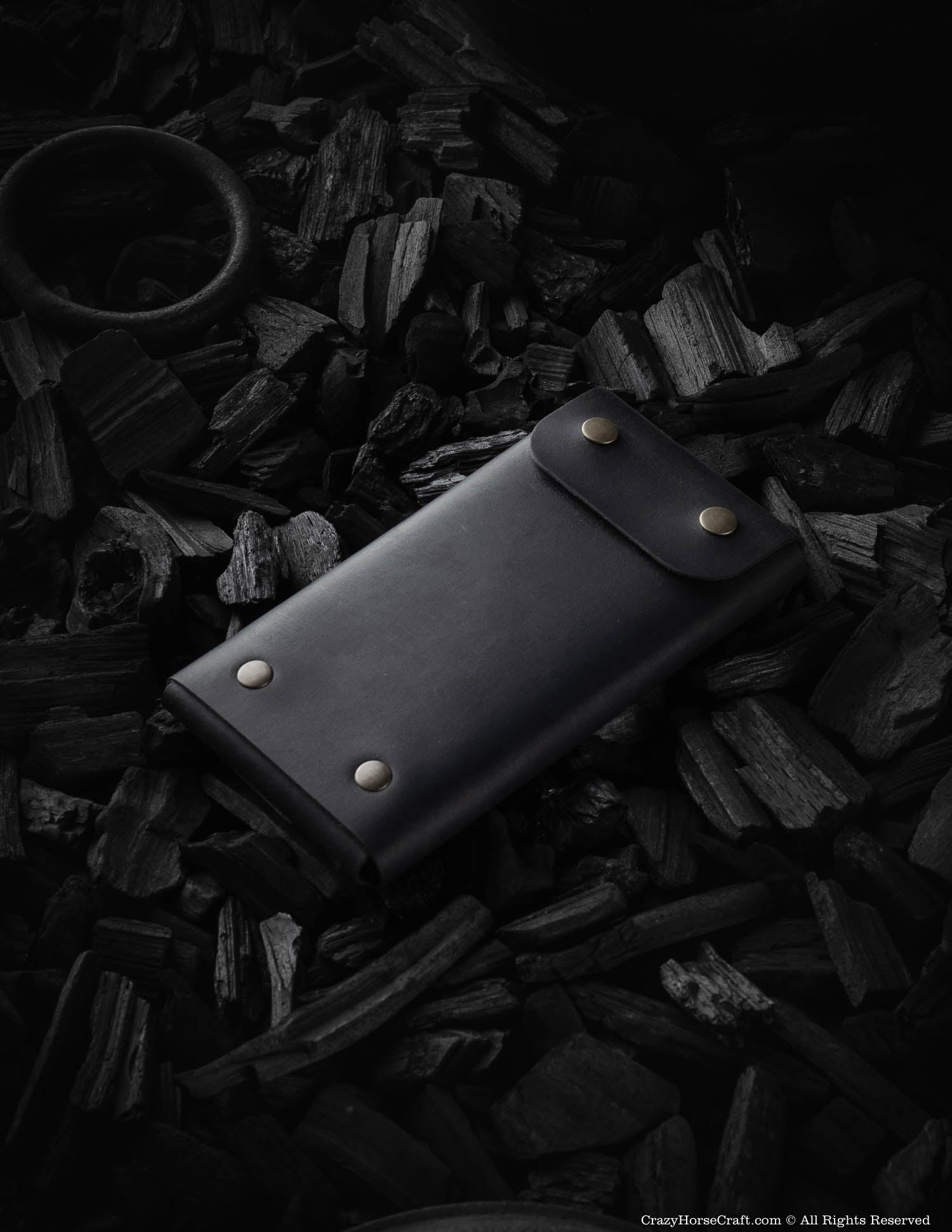 Minimalist Leather Wallet / Phone Case | Carbon Black