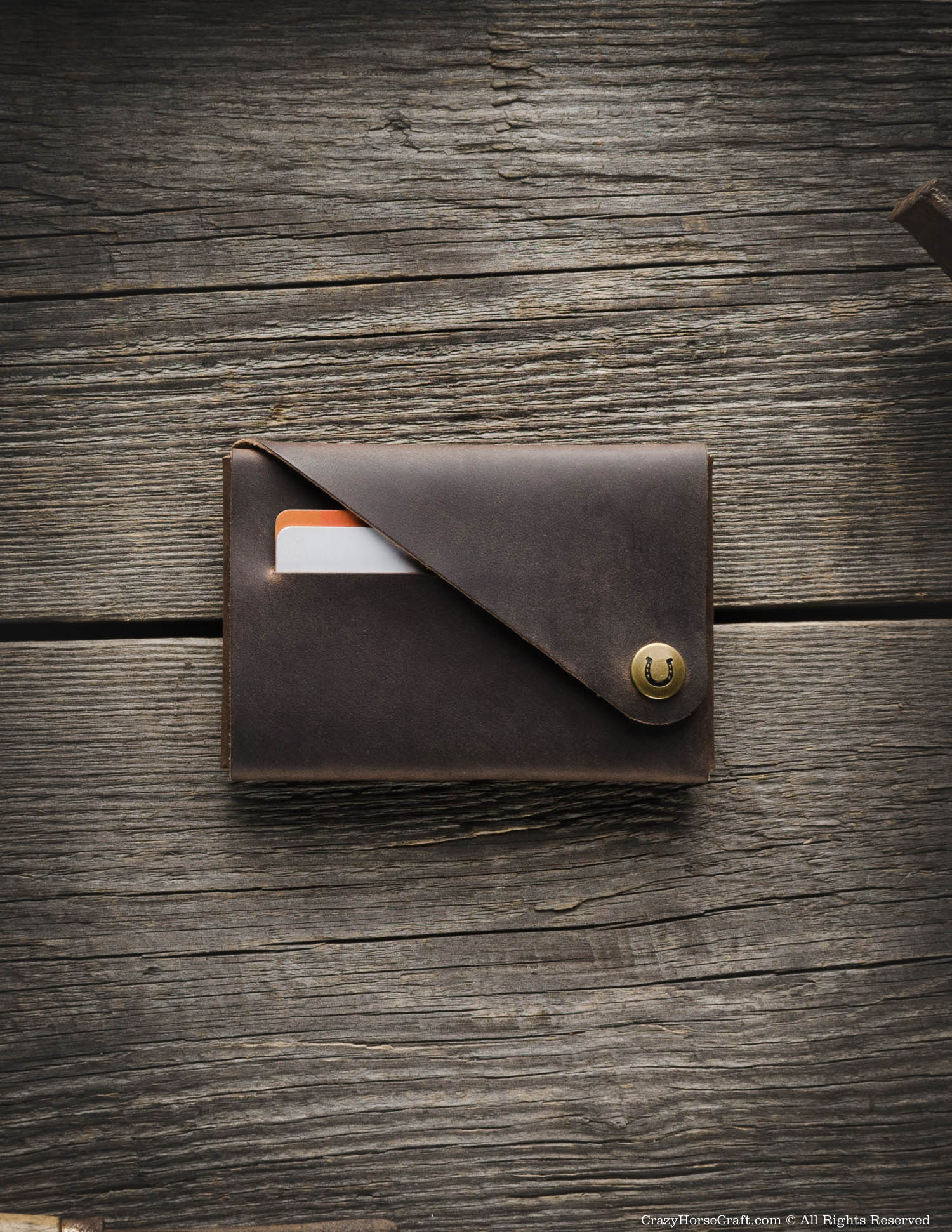 Minimalistic leather wallet/card holder | Wood Brown