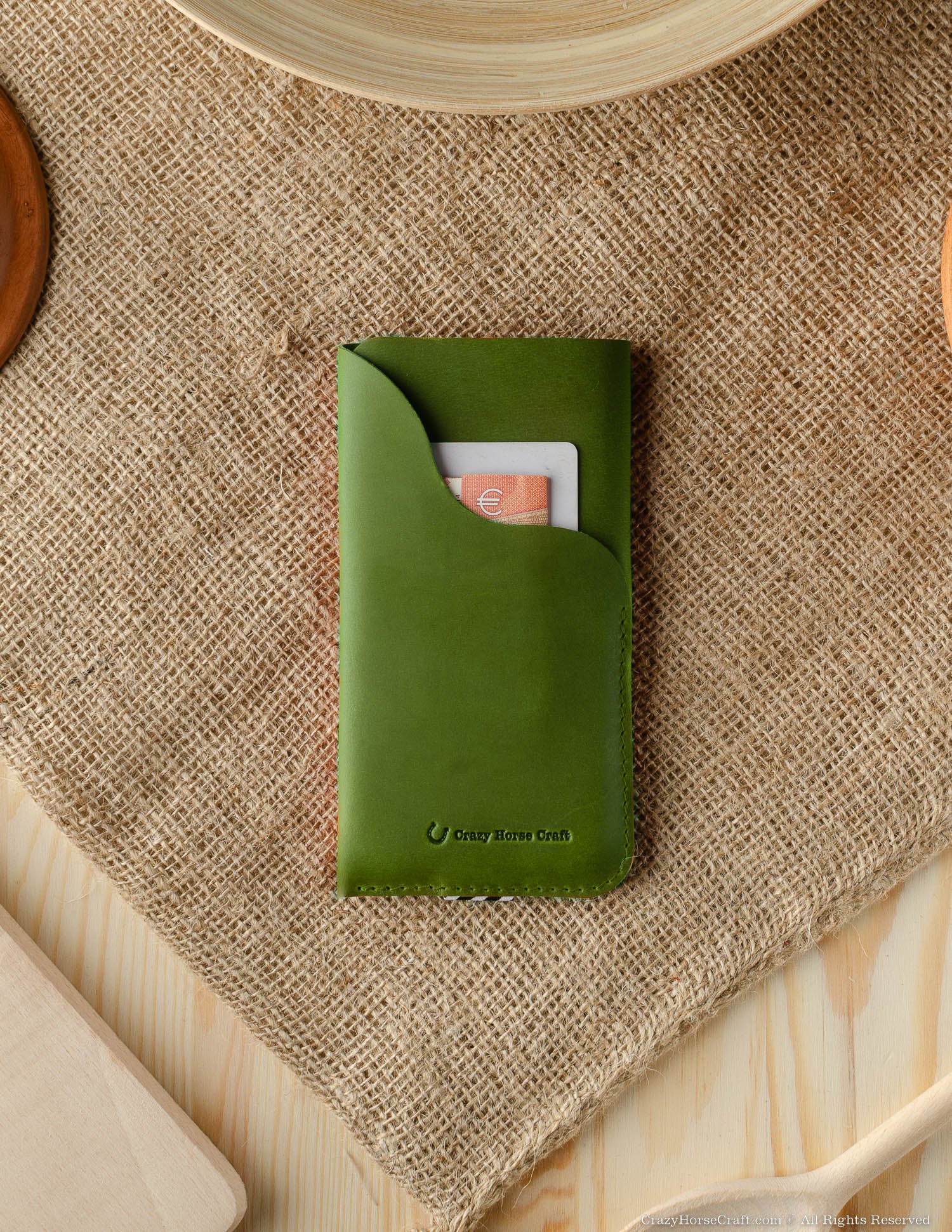 Leather Phone Case/Wallet with Card Pocket | Alpine Green