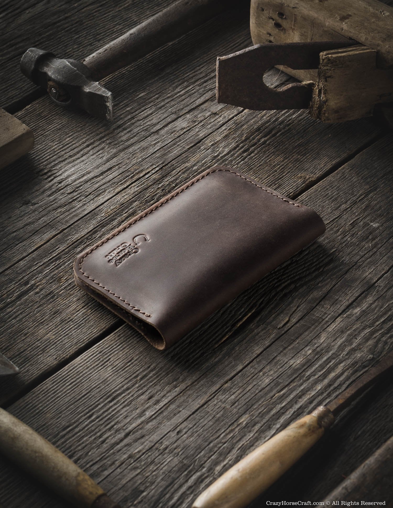 Vegetable tanned Leather Wallet & Credit Card Holder | wood Brown