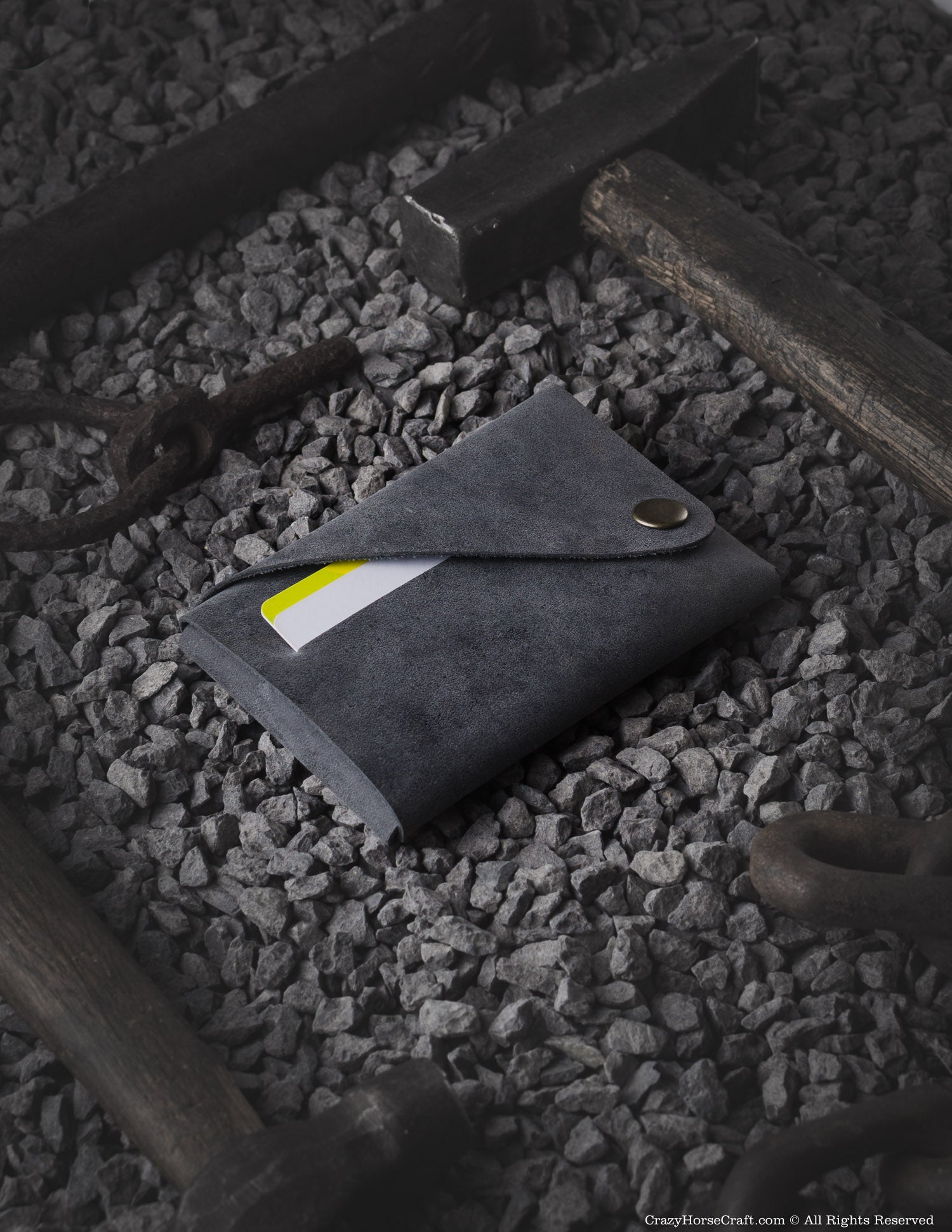 Minimalistisches Portemonnaie/Kartenetui aus Leder | Stone Grey