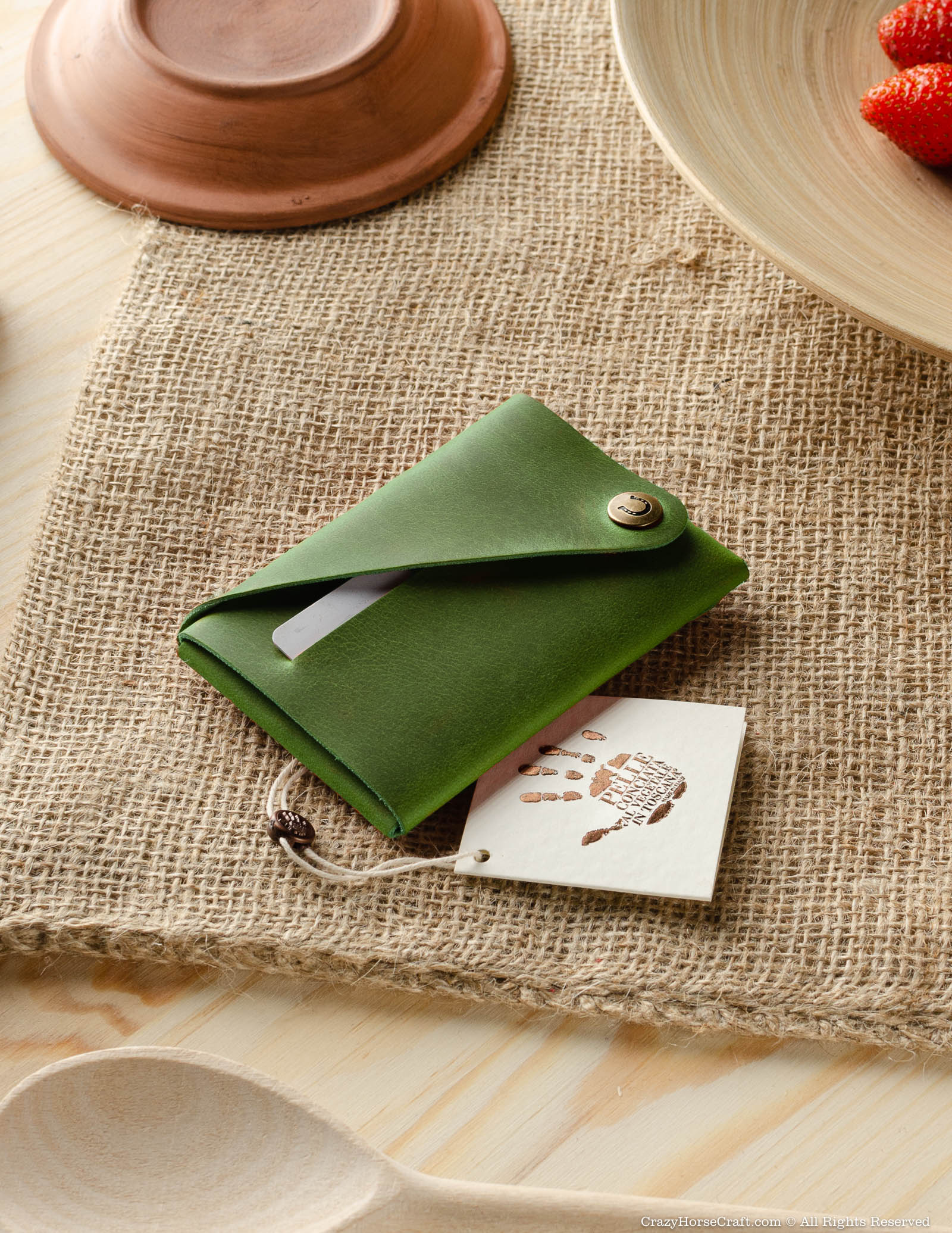 Minimalistisches Portemonnaie/Kartenetui aus Leder | Alpine Green