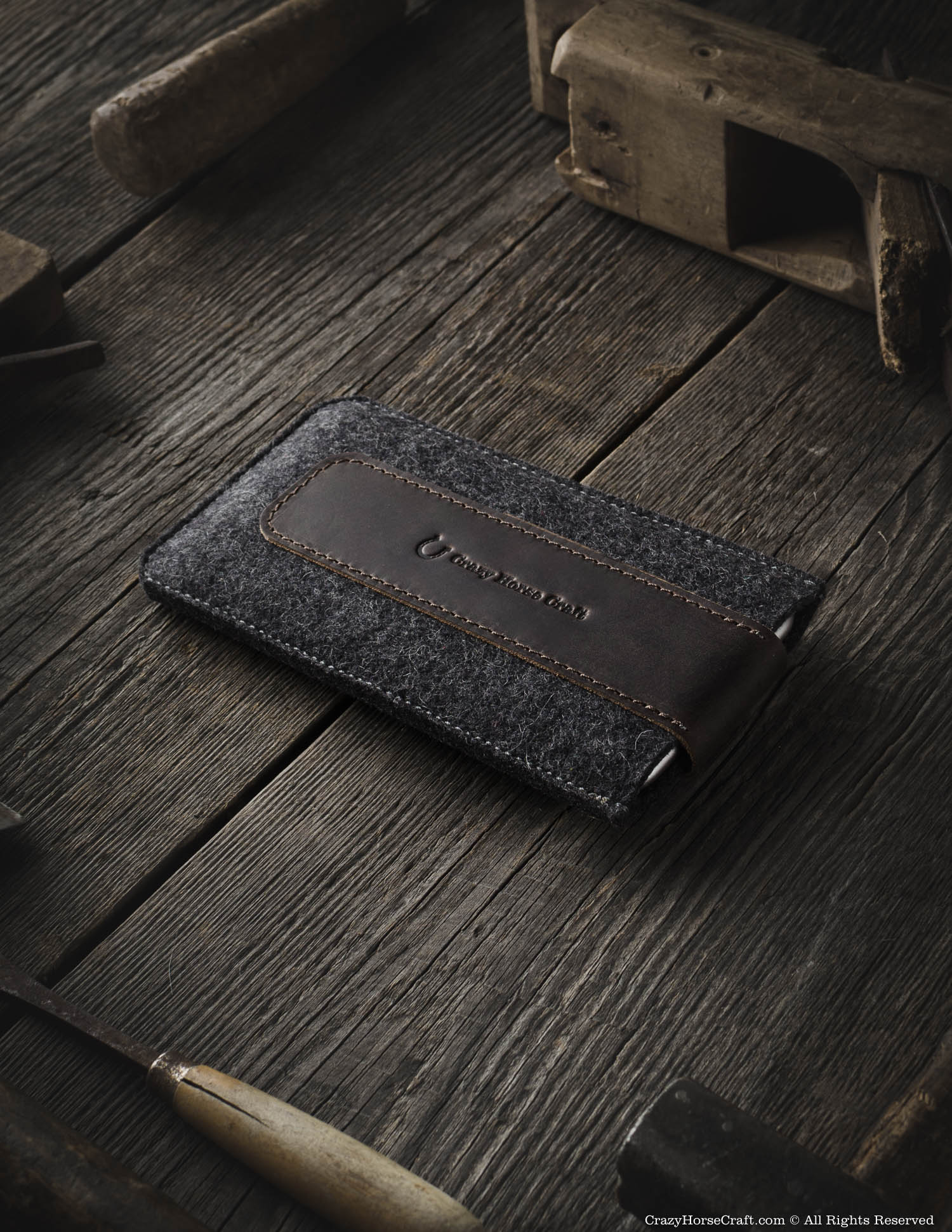 Wool Felt Phone Sleeve / Case | Wood Brown