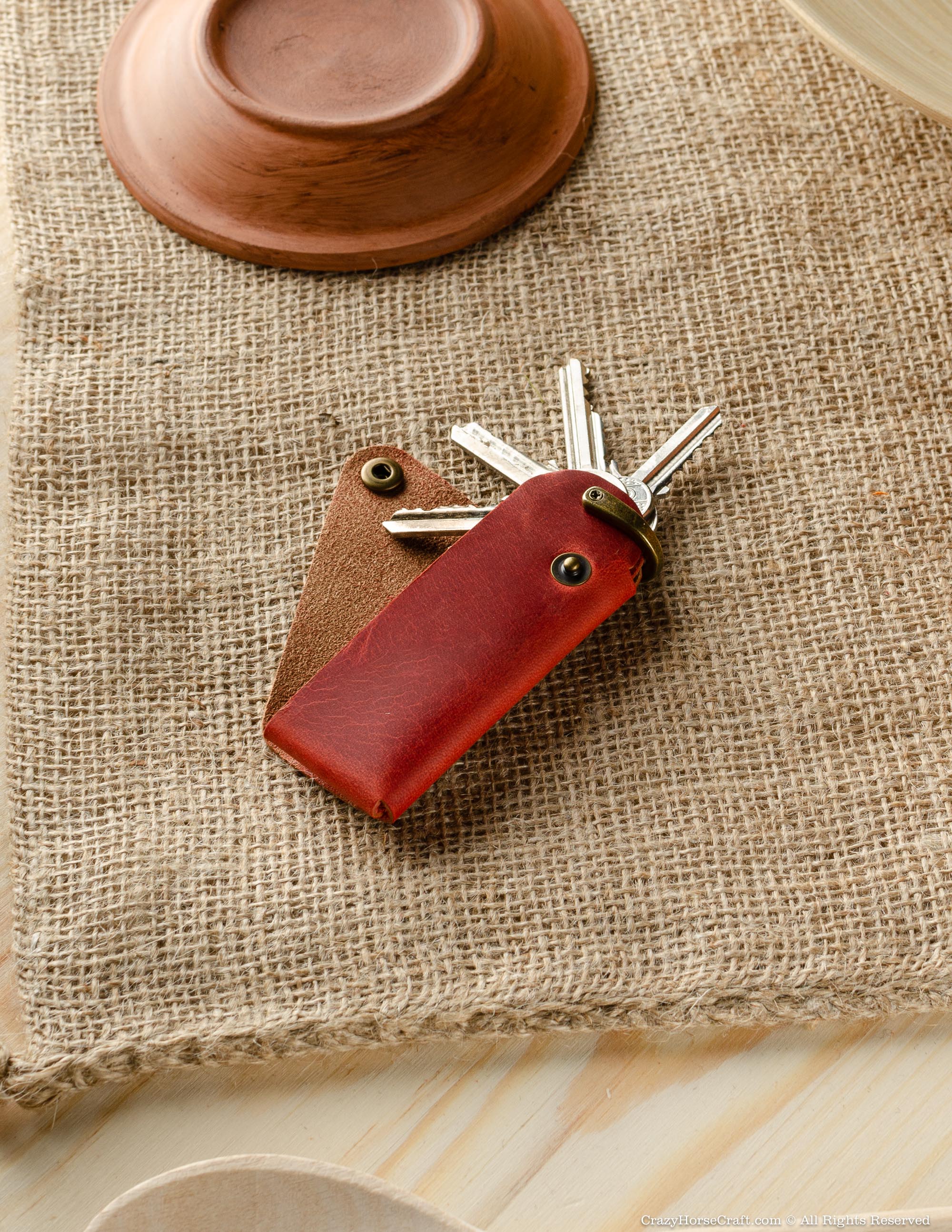 Minimalist Leather Key Organiser/Holder | Fragola Red