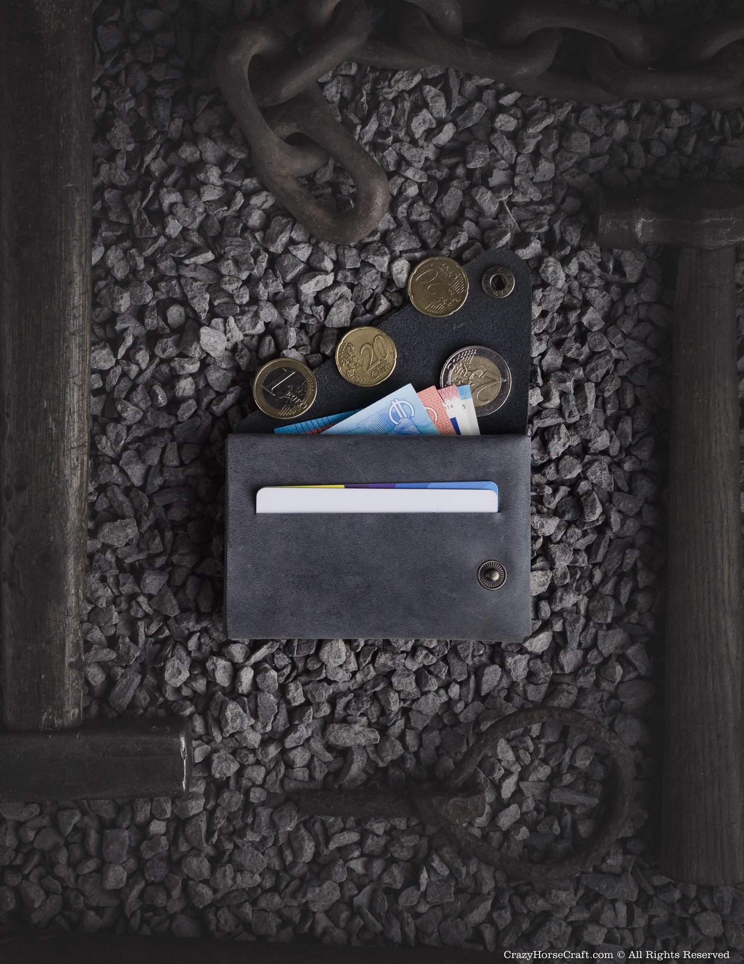 Minimalistisches Portemonnaie/Kartenetui aus Leder | Stone Grey