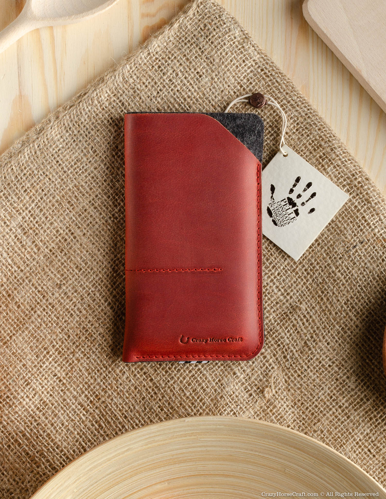 Leder Handytasche / Geldbörse mit Kartenfächern | Fragola Red