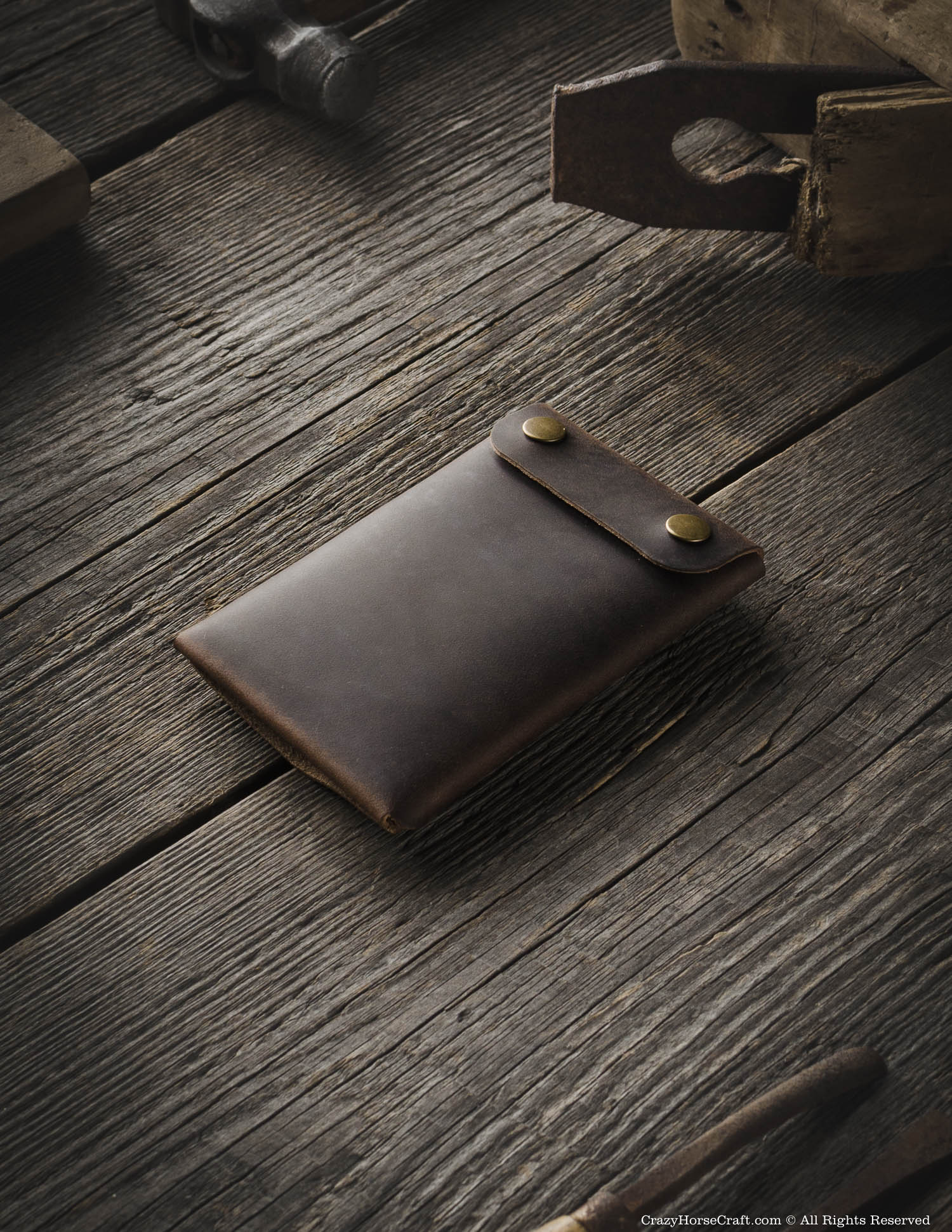 Minimalistic leather wallet/card holder | Wood Brown