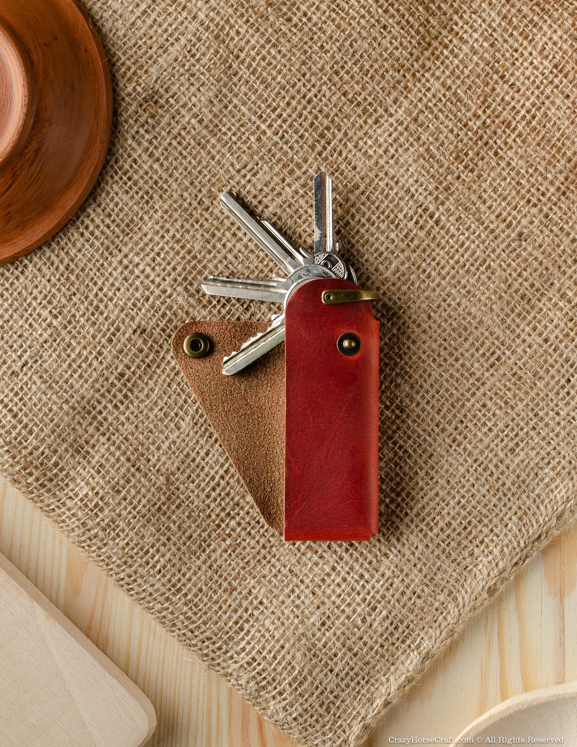 Minimalist Leather Key Organiser/Holder | Fragola Red