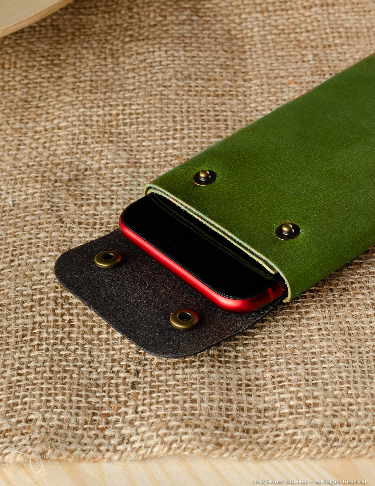 Minimalist Leather Wallet / Phone Case | Alpine Green