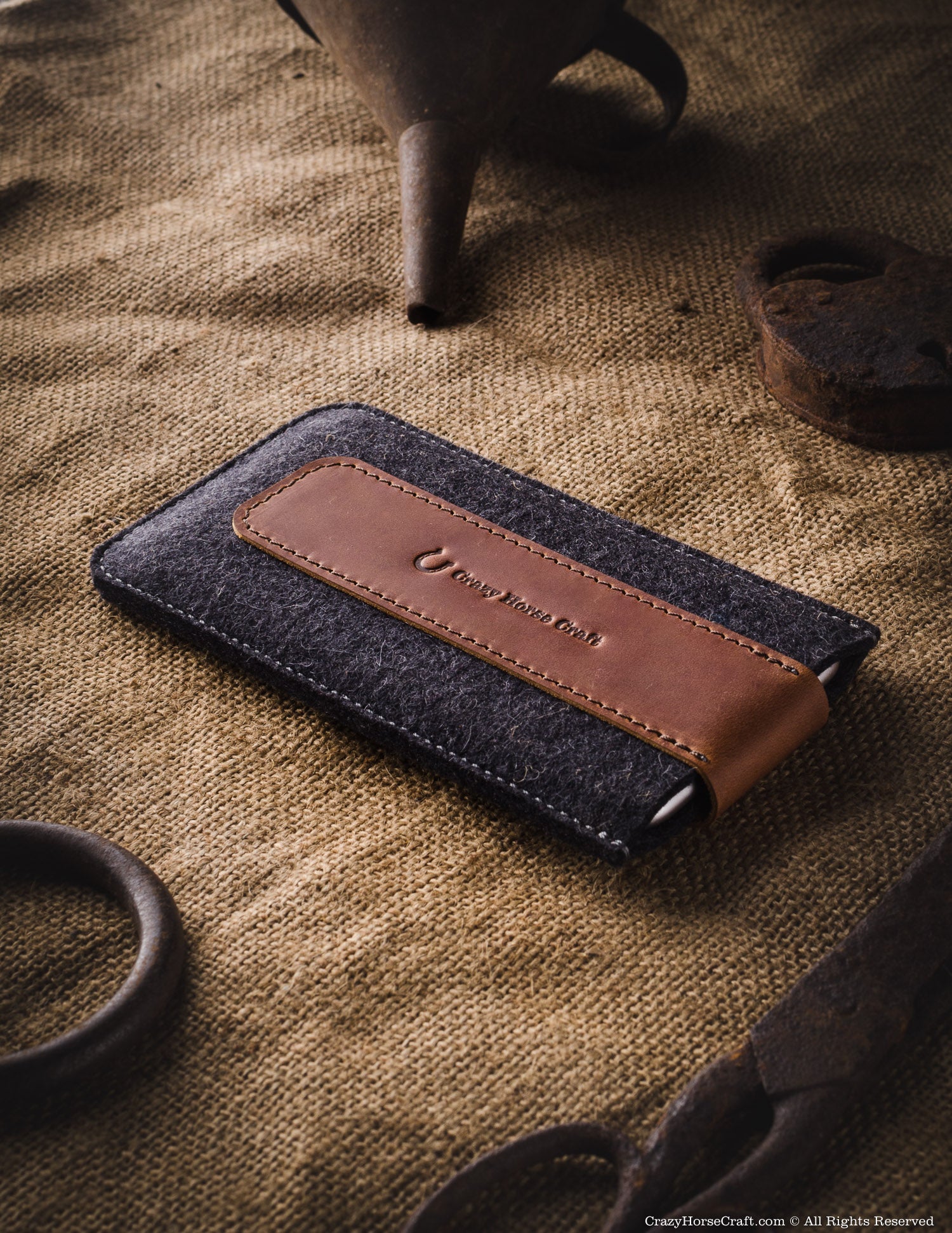 Wool Felt Phone Sleeve / Case | Classic Brown