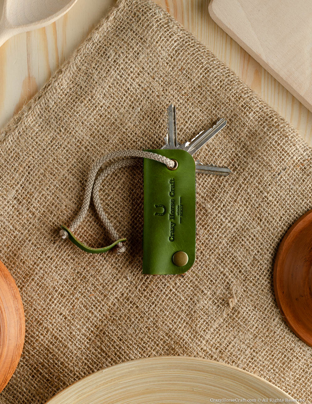 Leather Key Organiser & Holder | Alpine Green