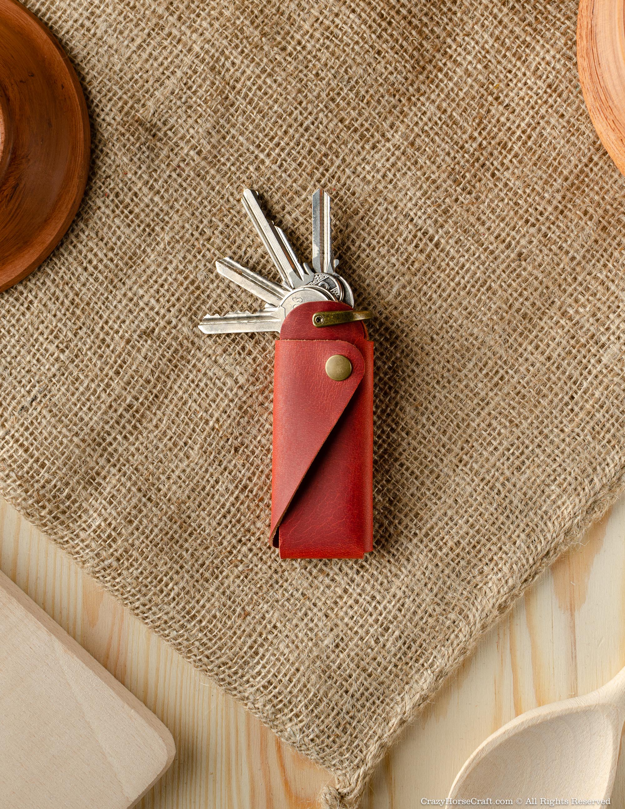 Minimalist Leather Key Organiser/Holder | Fragola Red