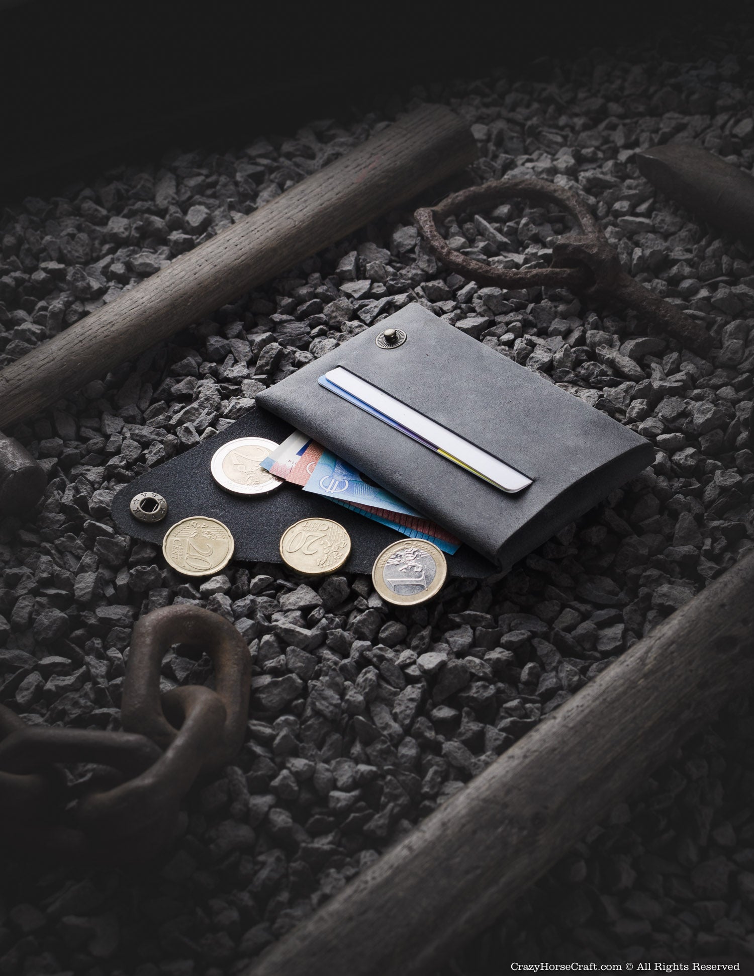 Minimalistisches Portemonnaie/Kartenetui aus Leder | Stone Grey