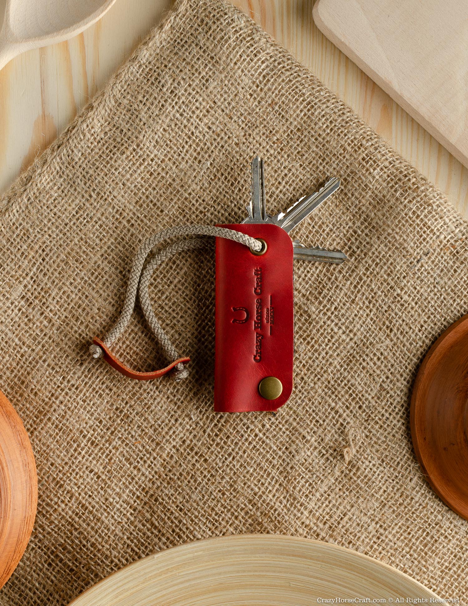 Leather Key Organiser & Holder | Fragola Red