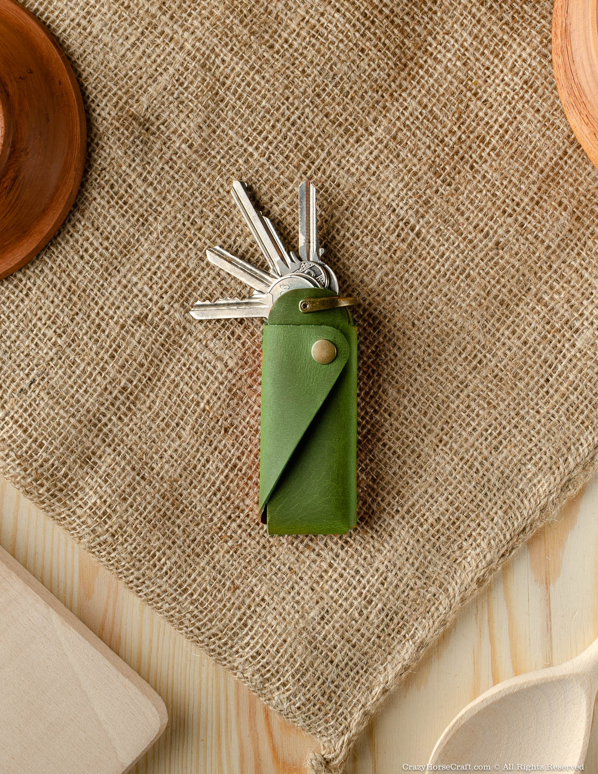 Minimalist Leather Key Organiser/Holder | Alpine Green