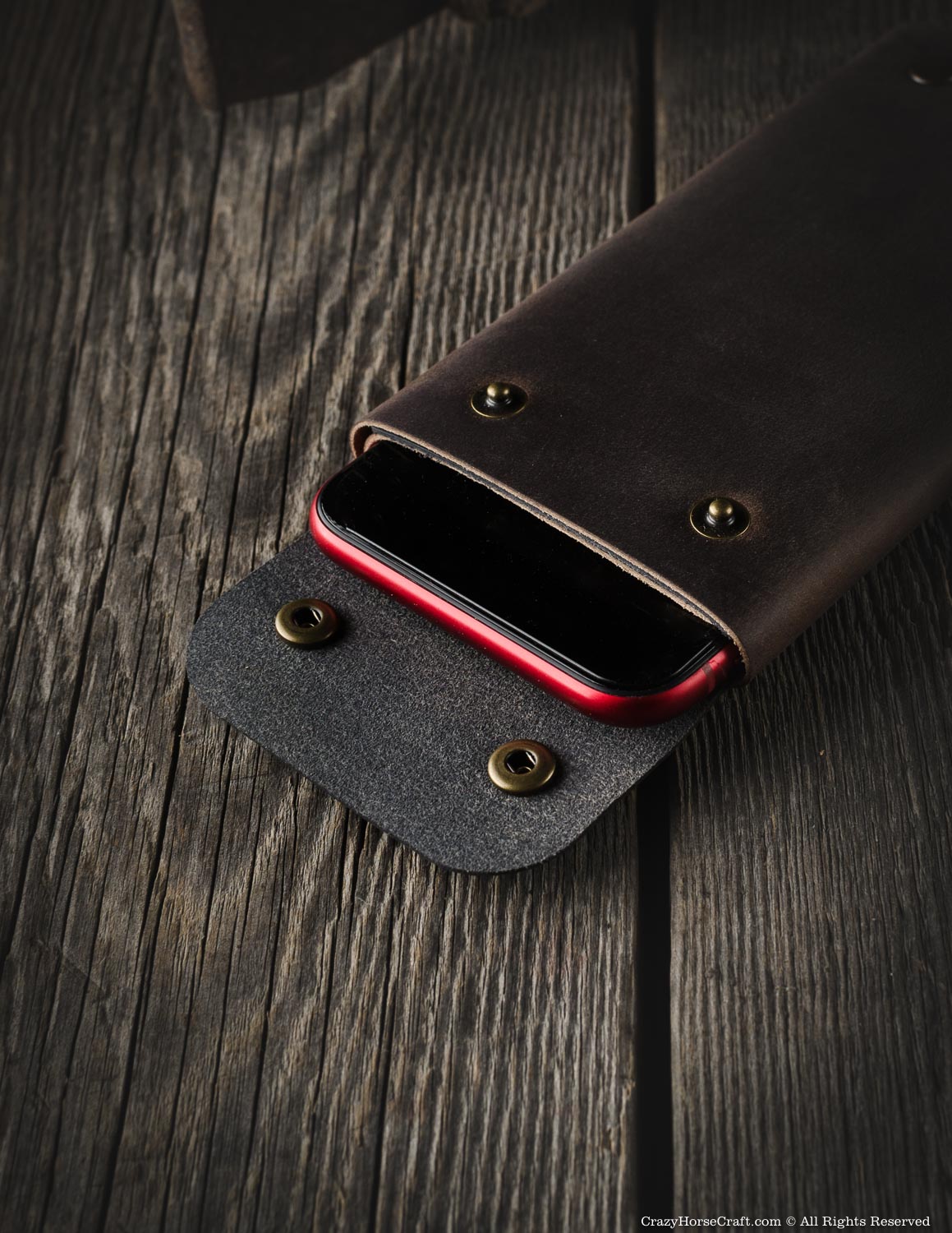 Minimalist Leather Wallet / Phone Case | Wood Brown