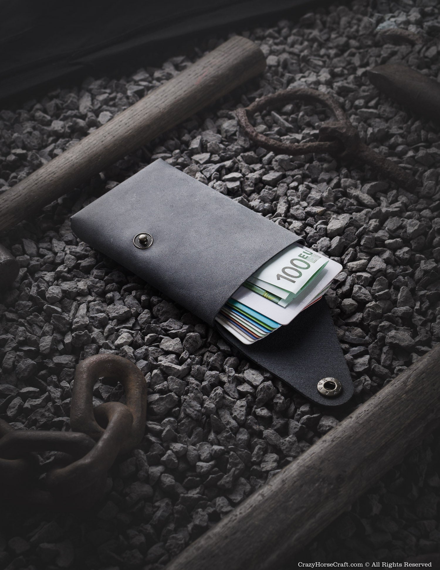 Minimalistisches Portemonnaie/Kartenetui aus Leder | Stone Grey