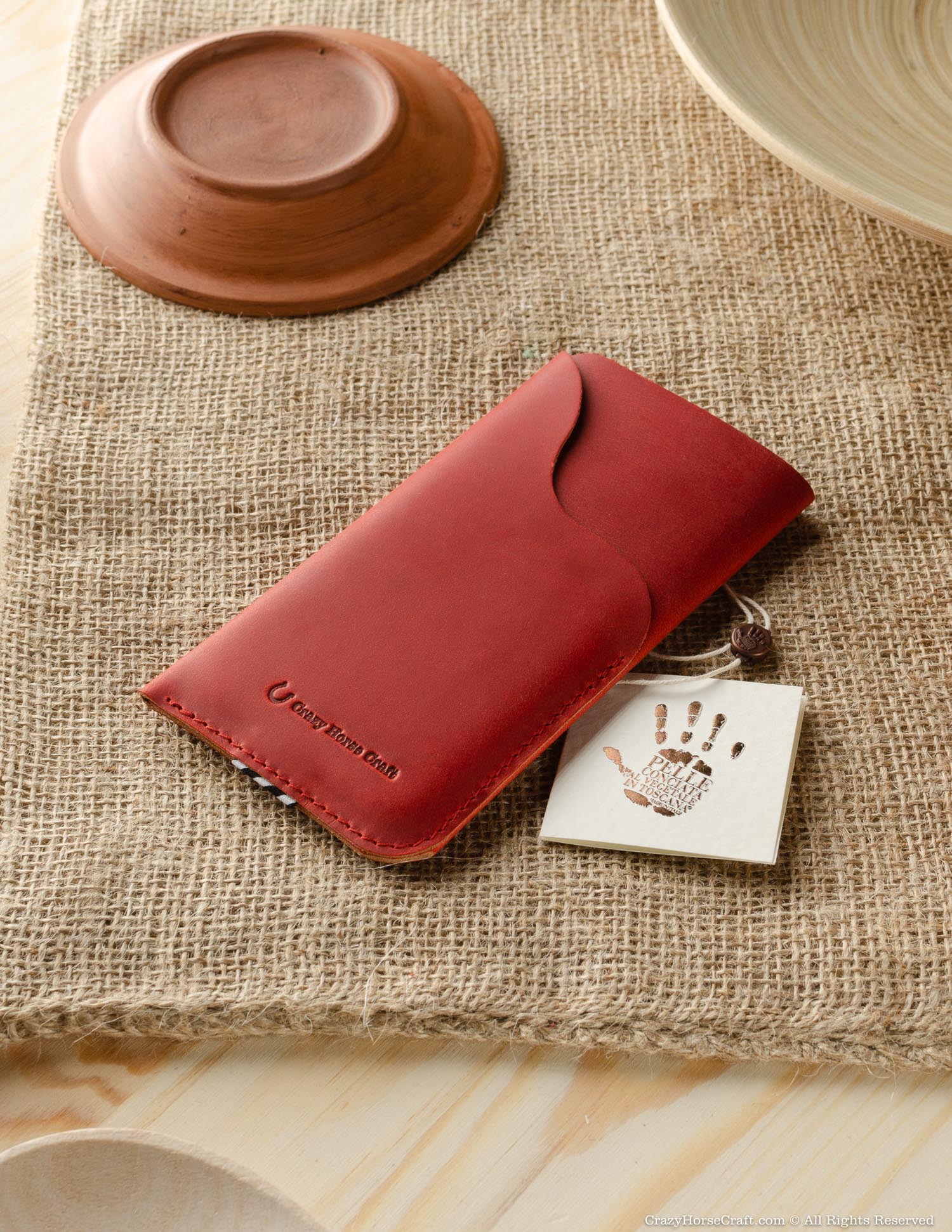 Leather Phone Case/Wallet with Card Pocket | Fragola Red