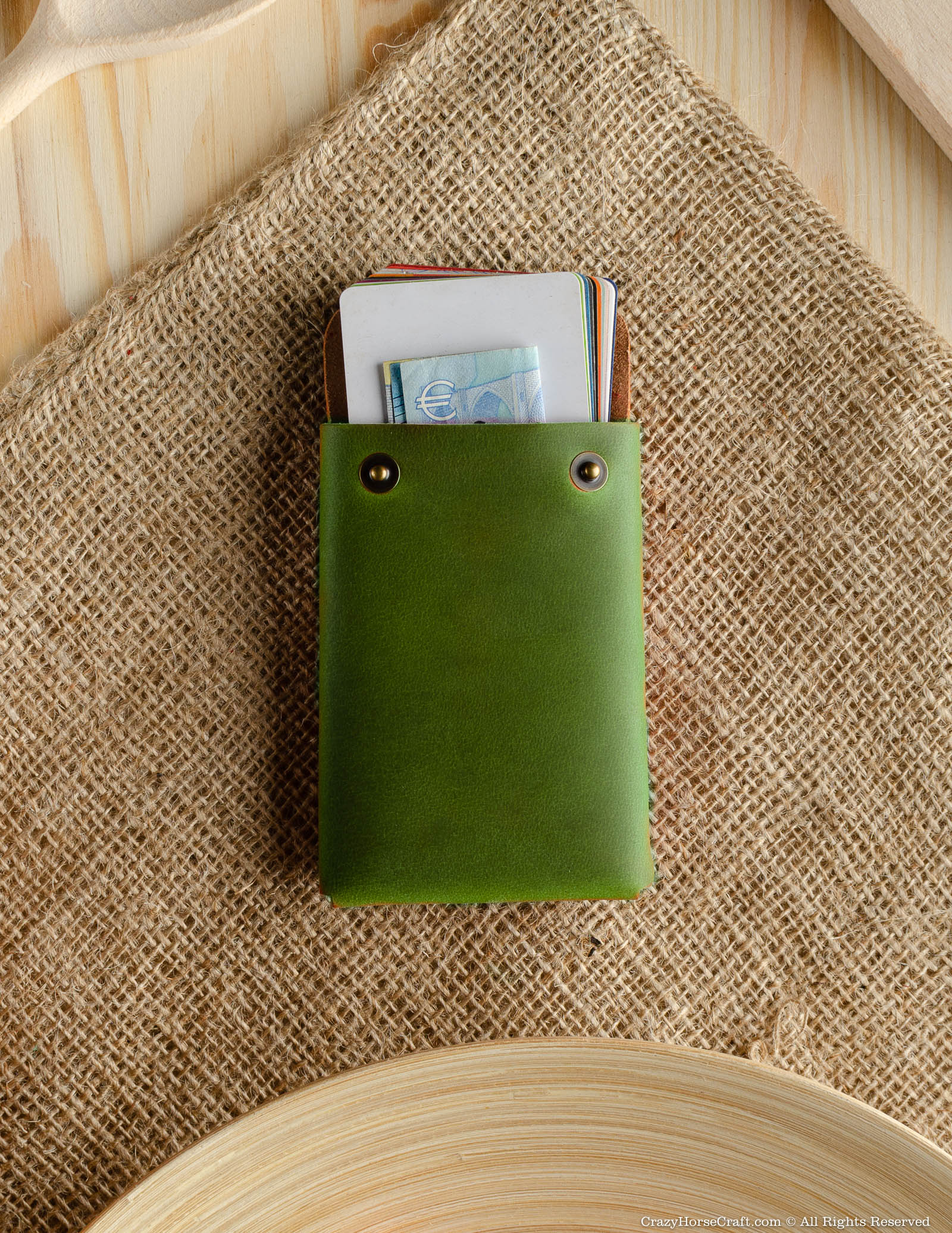 Minimalist leather wallet/card holder | Alpine Green