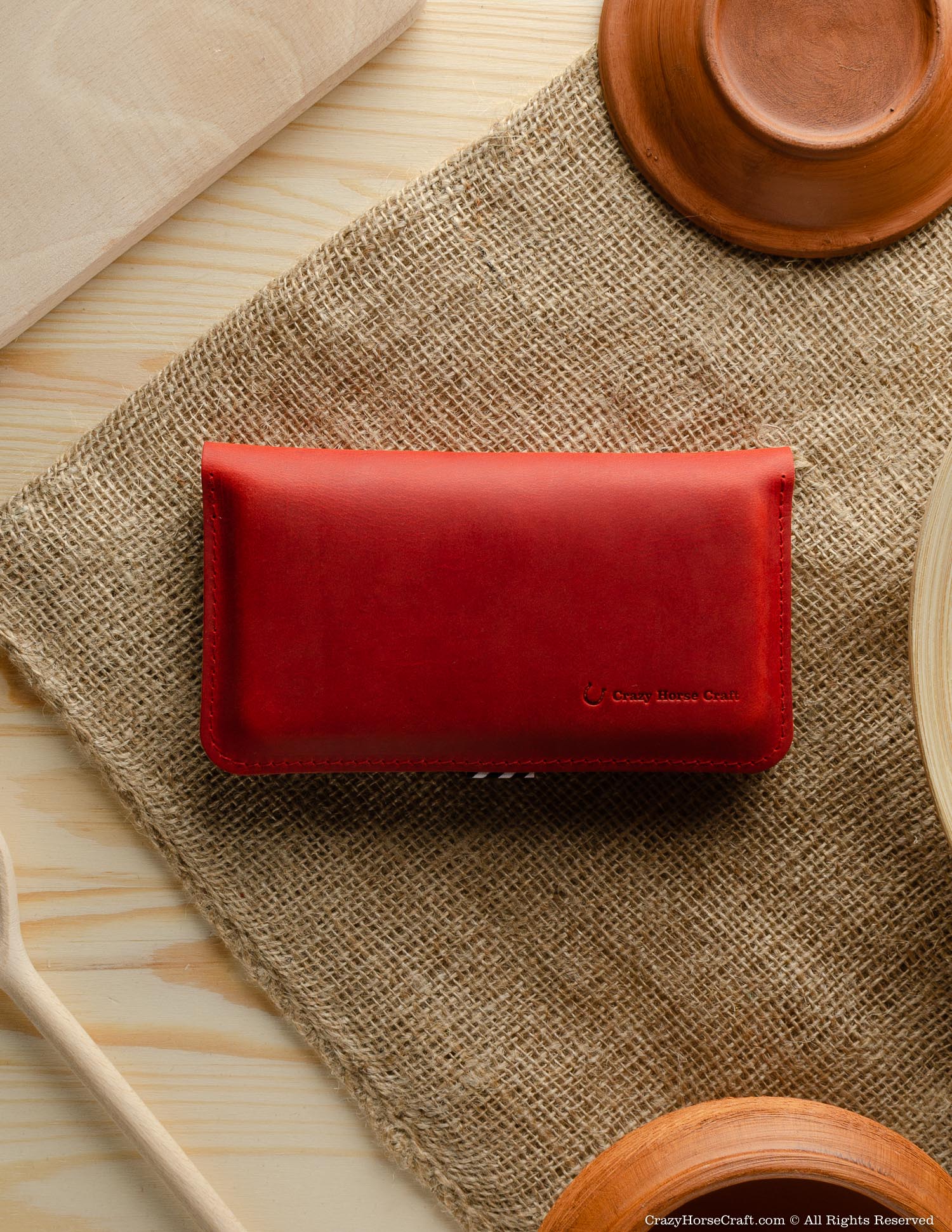 Leather wallet / case for two phones | Fragola Red