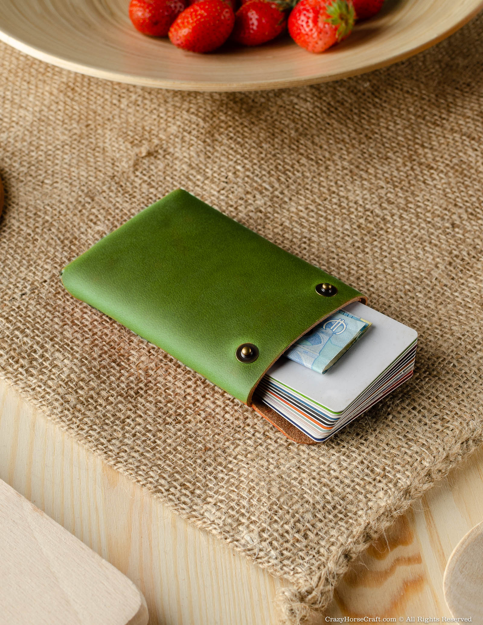 Minimalistisches Portemonnaie/Kartenetui aus Leder | Alpine Green