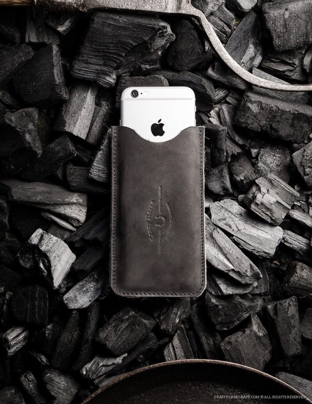 Leather iPhone Case with Card Pocket | Black