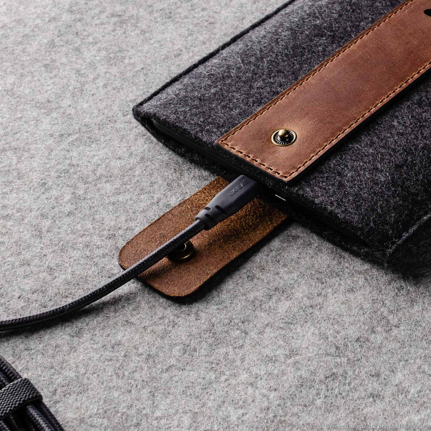 Wool Felt and Leather Kindle eBook Sleeve / Case