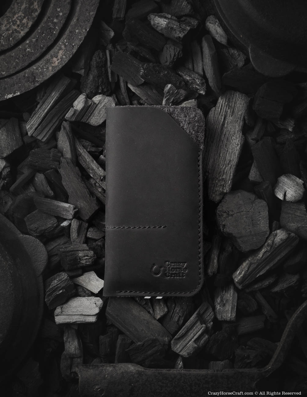 Leather Phone Case Wallet with Card Pockets Carbon Black