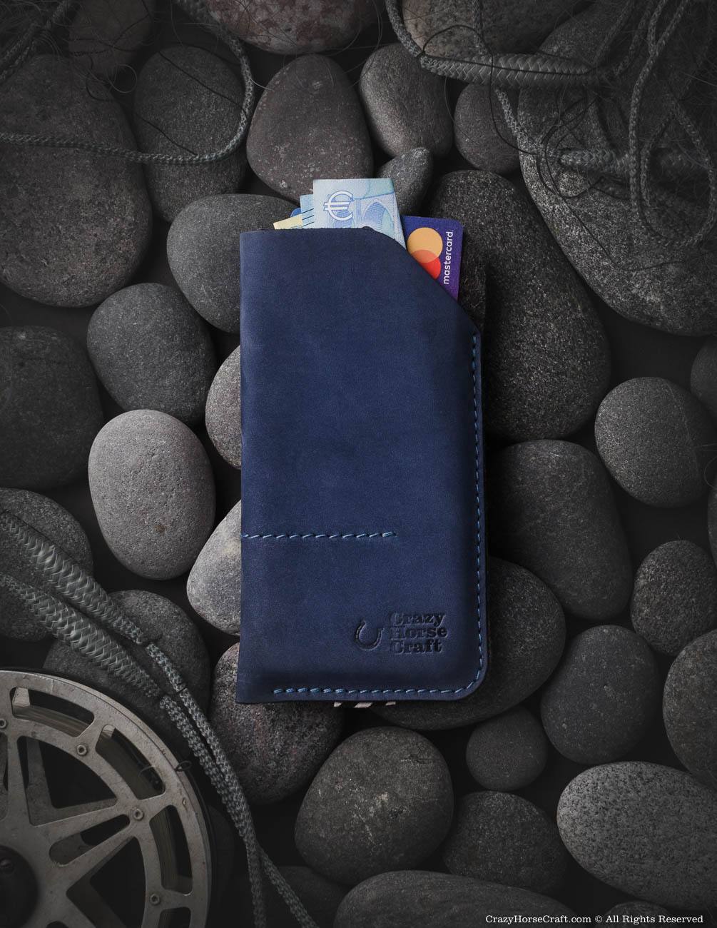 Leather iphone X case sleeve, blue, with credit card and cash pockets, new iPhone Xs, iphone Xr case, iPhone Xs Max wool felt sleeve, leather card holder