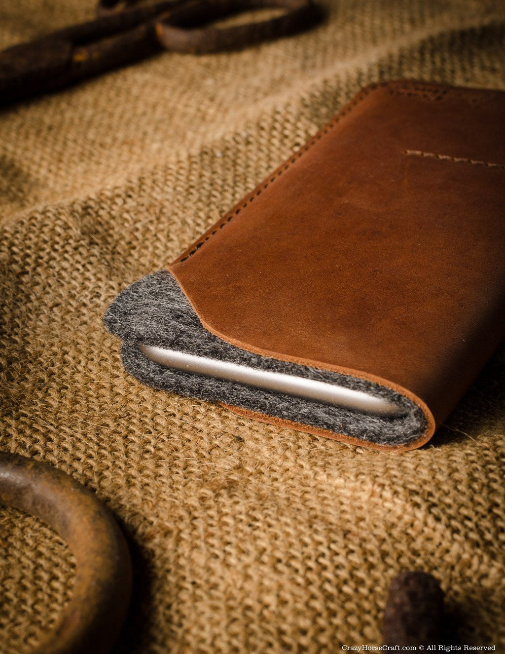 leather iphone Xs Max case wallet wool felt leather side