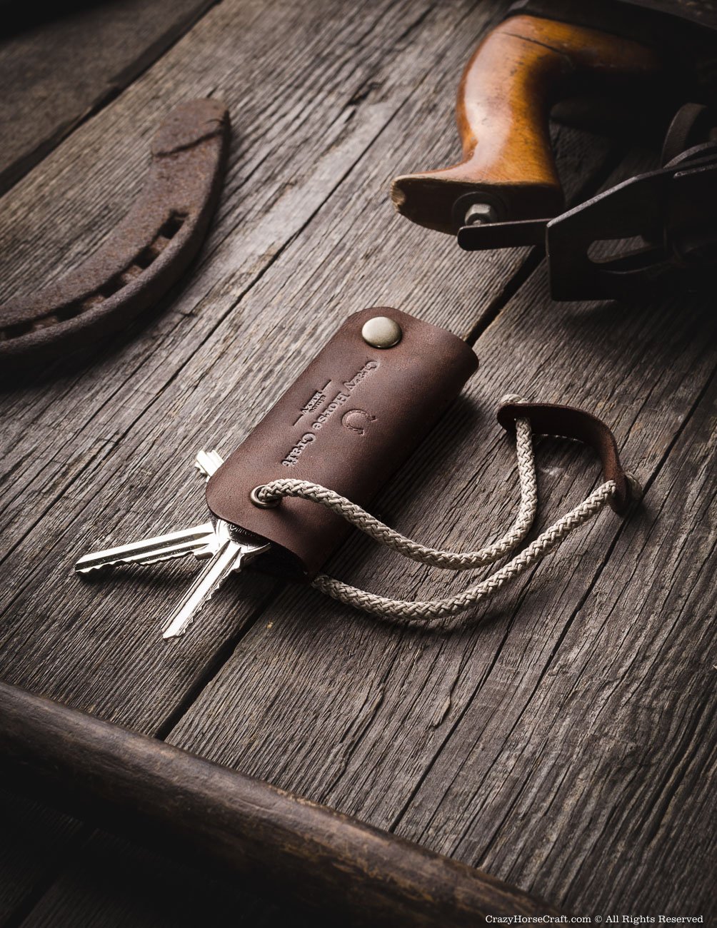 Leather key organiser, holder, brown