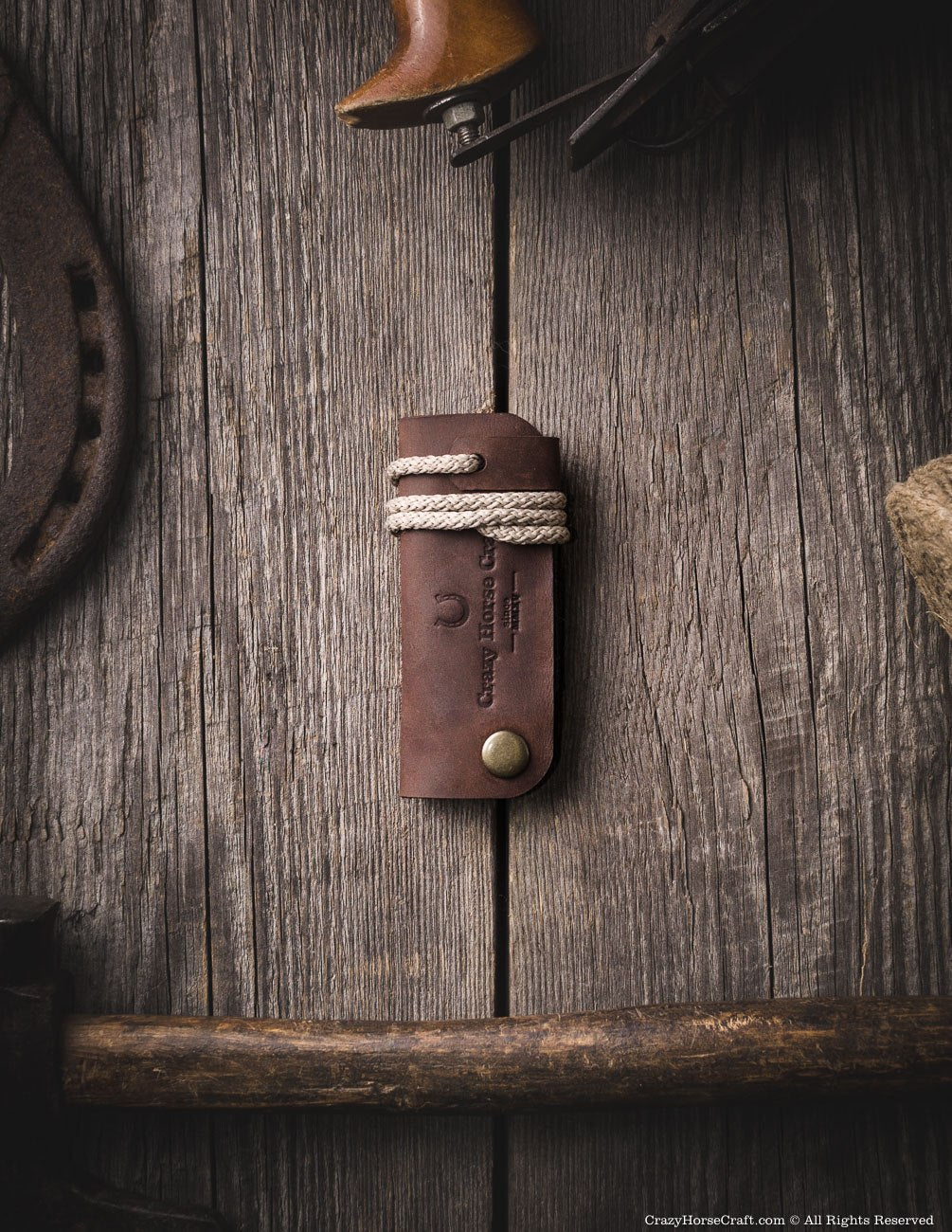 Leather key organiser, holder, brown front