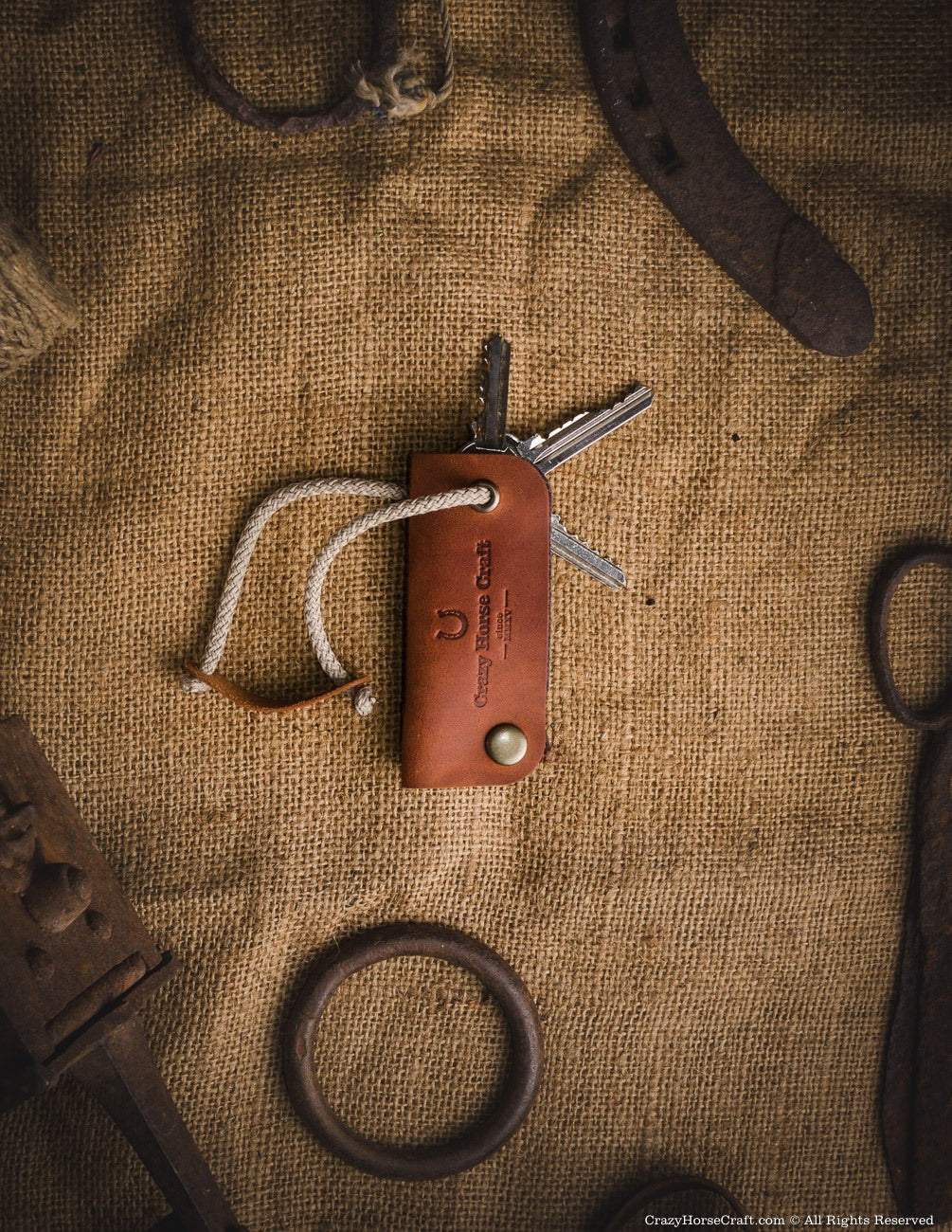 Leather key organiser wool felt, holder, brown front