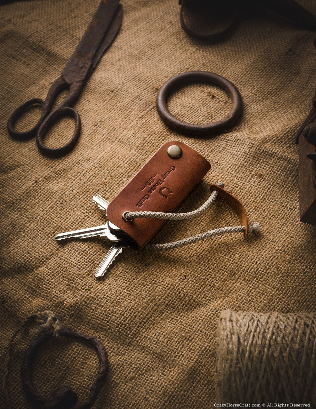 Leather key organiser, holder, brown