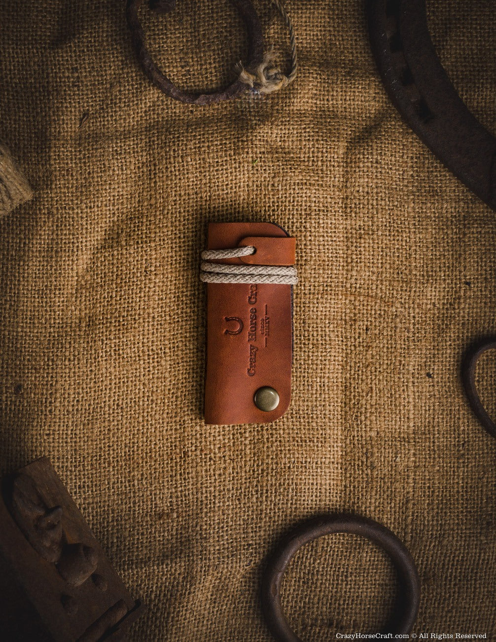 Leather key organiser, holder, orange front