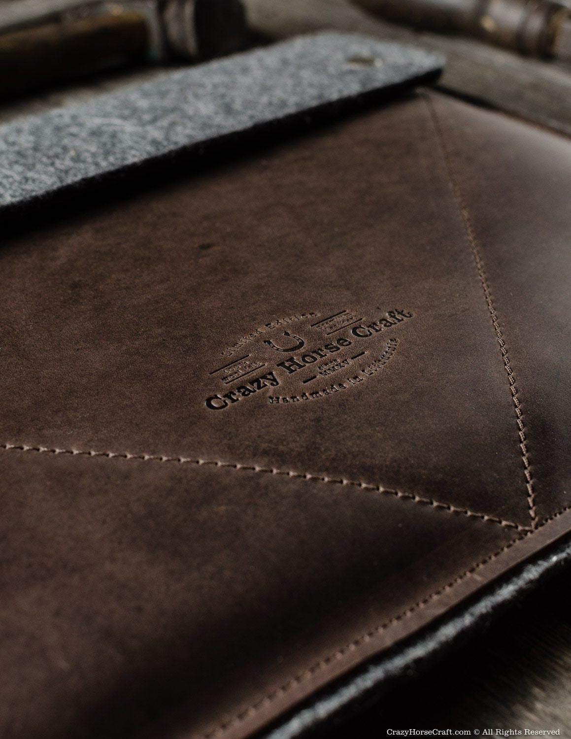 Leather MacBook Pro Air Case Brown front details