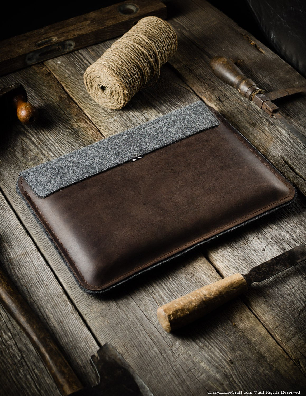 Leather MacBook Pro Air Case Brown back